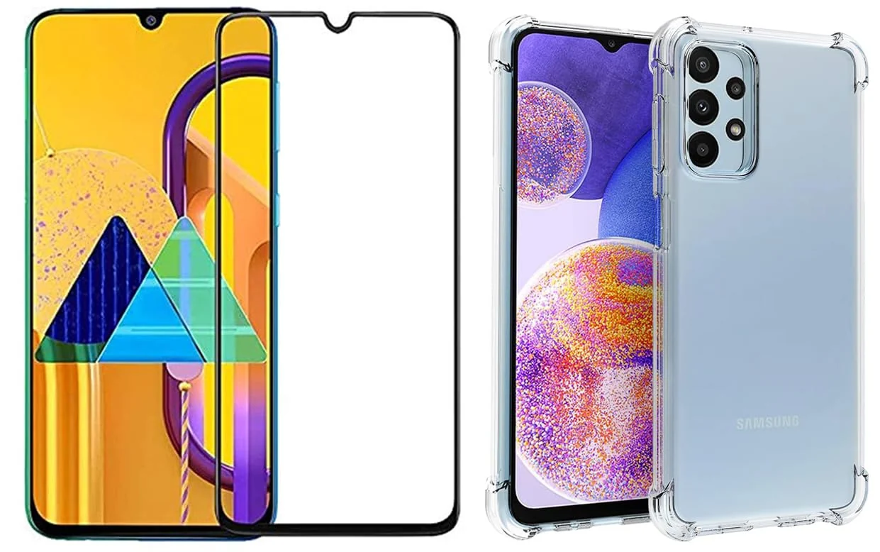 DL3 Mobilak Case Compatible with Samsung Galaxy A23 5G/4G, Cover Silicone TPU Gorilla Anti-shock Protector Camera Shockproof Corners with 5D Screen Protector - Clear