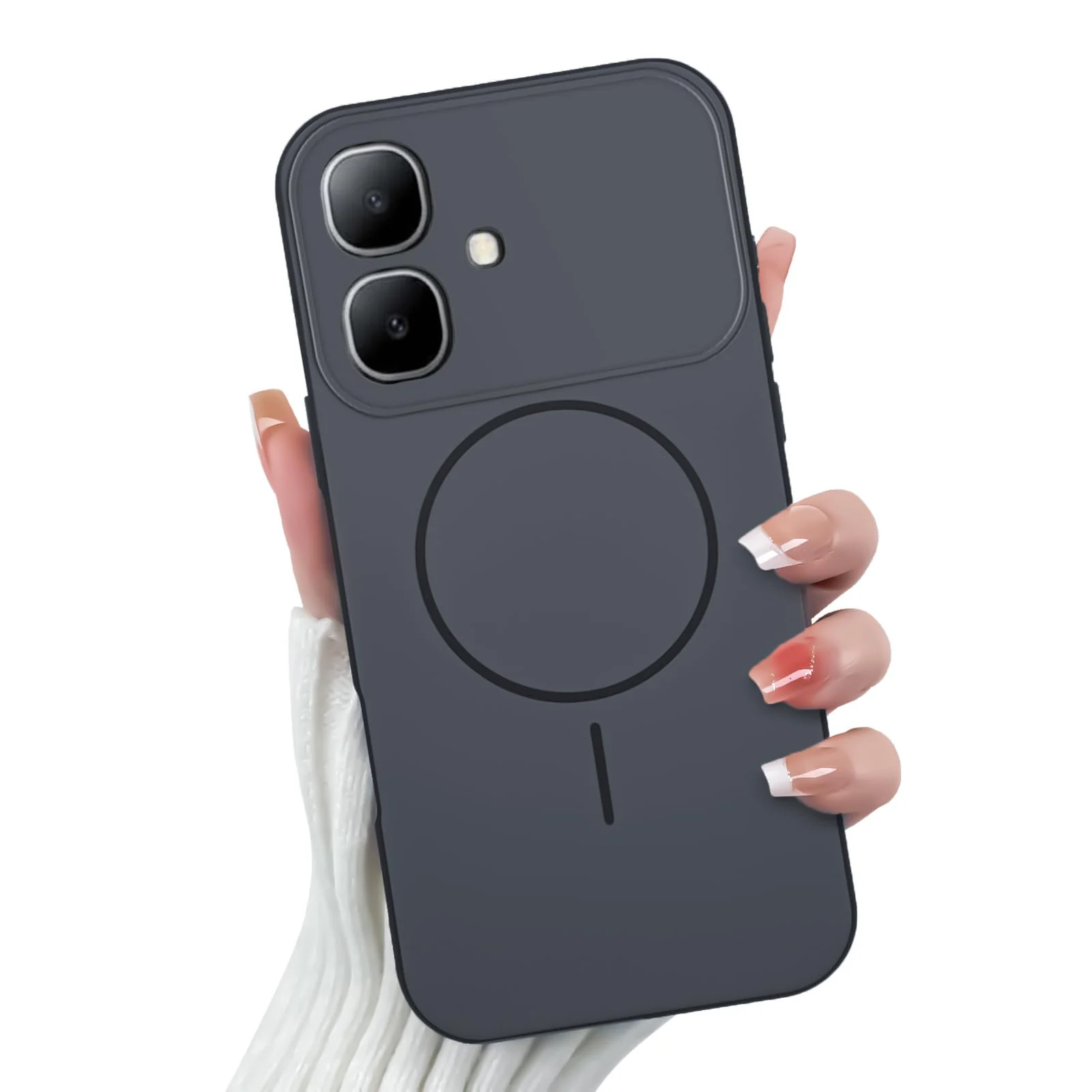 Mobigon Case For Infinix Smart 20 Slim Design [Not Compatible with MagSafe] Soft Silicone Case Flexible TPU Anti-Scratch Protective Cover with Full Camera Protection - Dark Gray