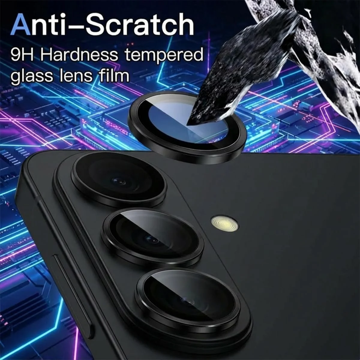 DL3 Mobilak Camera Lens Protector for Samsung Galaxy A57/A37 5G, 9H Tempered Glass Metal Individual Ring Camera Cover Screen Protector, Case Friendly, Anti Scratch - Black