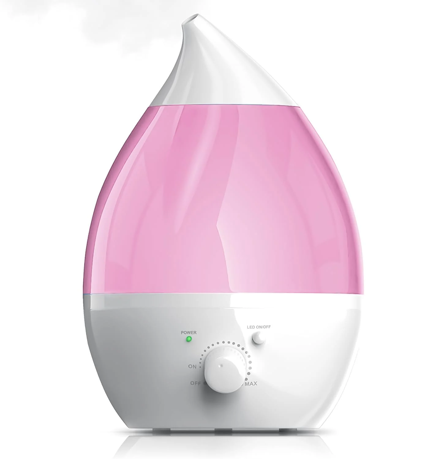 Mobigon 2.6 Litres Humidifier for Room, Cool Mist Ultrasonic Humidifier/Essential Oil Diffuser, Super Quiet 360°Nozzle, Colorful Change, Auto Shut Off&UV Light&, Lasts Up to 24 Hours - Pink