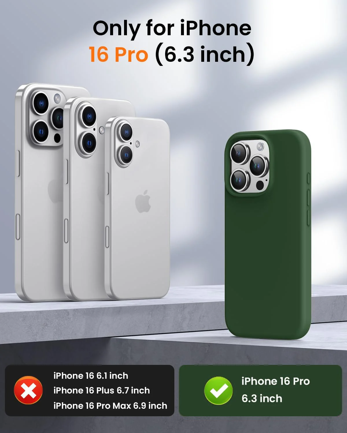 DL3 Mobilak Liquid Silicone Protective Case for iPhone 16 Pro with Microfiber Lining and Shockproof Design - Green 2