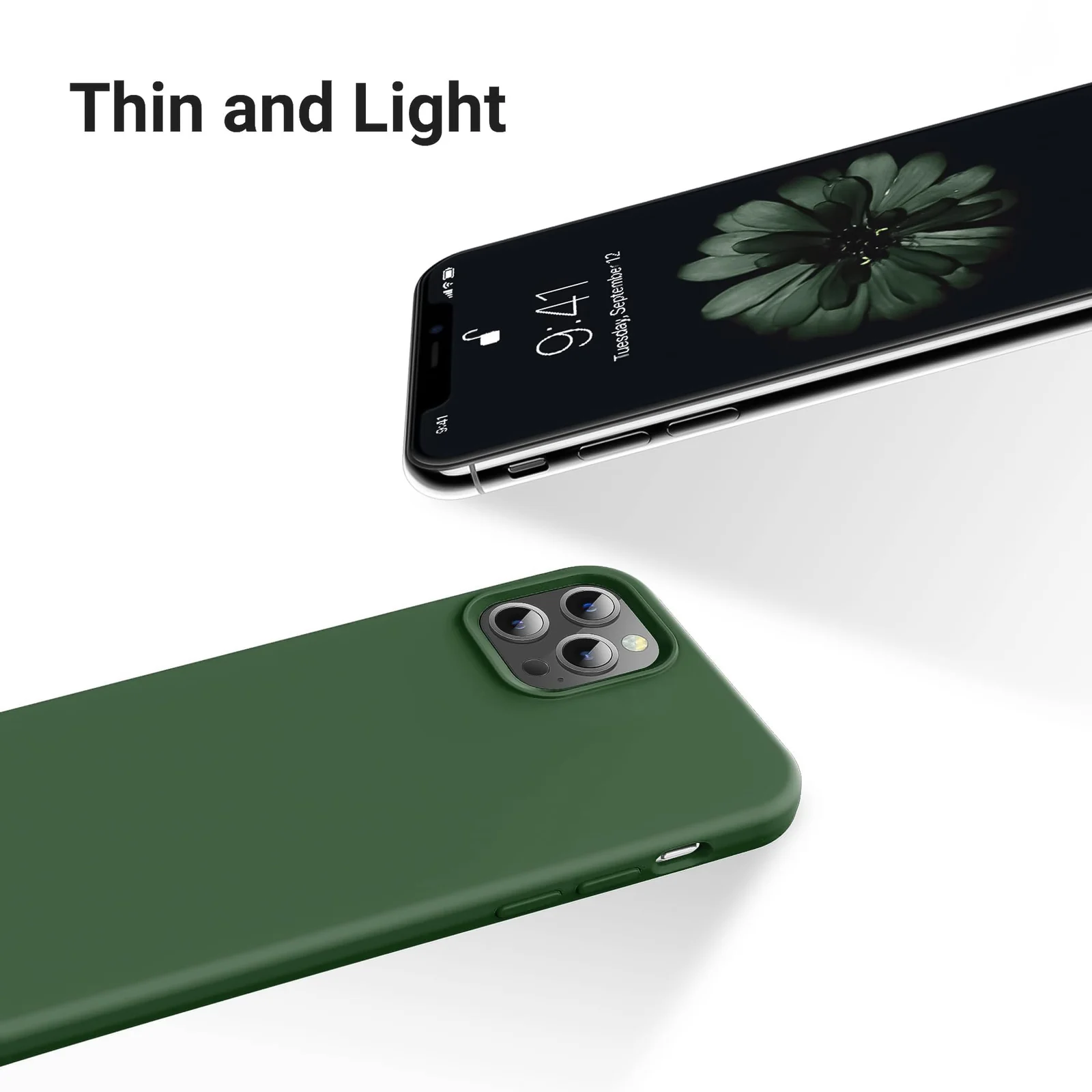 DL3 Mobilak Compatible with iPhone 14 Pro Max (6.7 Inch) Case, Liquid Silicone Case, Full Body Protective Cover, Shockproof, Slim Phone Case, Anti-Scratch Soft Microfiber Lining - Green