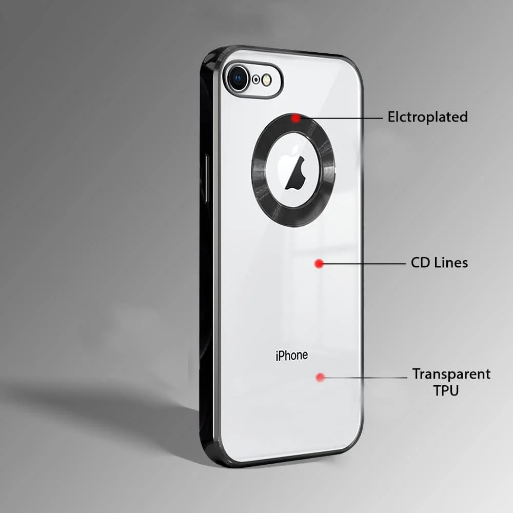 DL3 Mobilak Clear TPU Protective Case for iPhone 7 / 8, iPhone SE 2022, iPhone SE 2020 with Camera Protection and Shockproof Design - Black