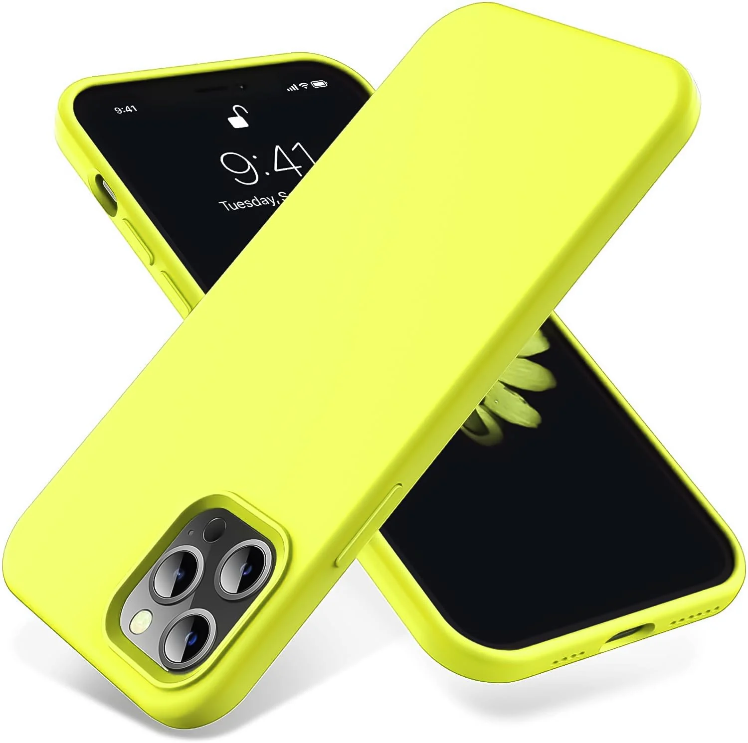 DL3 Mobilak Compatible with iPhone 11 Pro (5.8 Inch) Case, Liquid Silicone Case, Full Body Protective Cover, Shockproof, Slim Phone Case, Anti-Scratch Soft Microfiber Lining - Lemon