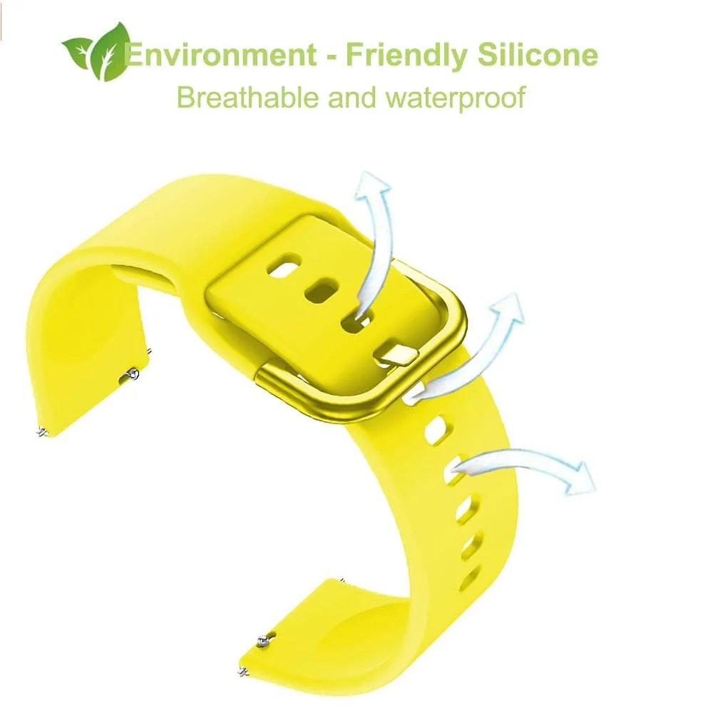 DL3 Mobilak Silicone Buckle Band 22MM Strap For Samsung Galaxy Watch3 45mm/Galaxy 46mm/Gear S3/For Huawei Watch 3/4/GT3 46MM/GT4 46MM/GT2E/GT2 Pro/GT GT2 46MM/Magic Watch2 46mm/Amazfit GTR 2/2e/3/4 - Yellow
