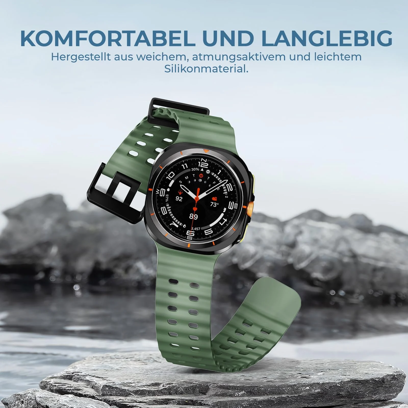 DL3 Mobilak Sport Band Compatible with Samsung Galaxy Watch Ultra Band 47mm Women Men, Breathable Soft Silicone Waterproof Watch Strap Accessories for Samsung Watch 7 Ultra Bands - Green