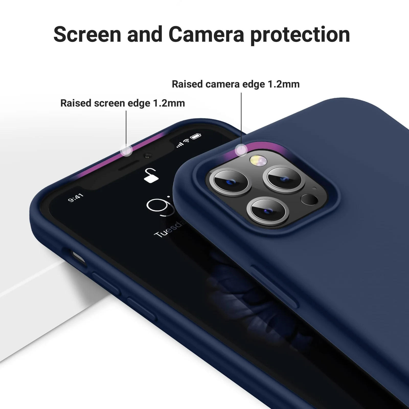 DL3 Mobilak Liquid Silicone Case for iPhone 12 Pro Max (6.7 Inch), Shock-absorbing protection, Scratch-resistant surface, Soft microfiber lining - Blue