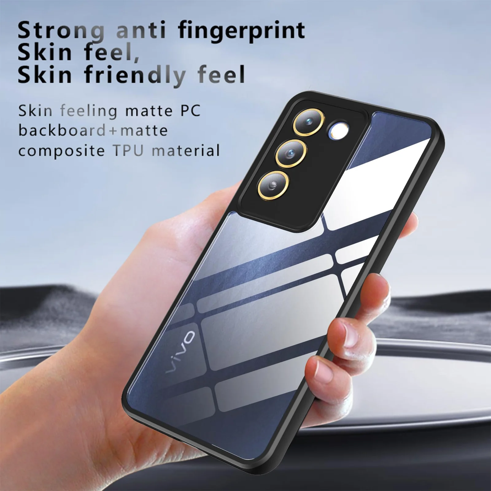 DL3 Mobilak Clear PC and TPU Protective Case for vivo V30 Lite with Camera Protection and Military-Grade Protection - Black