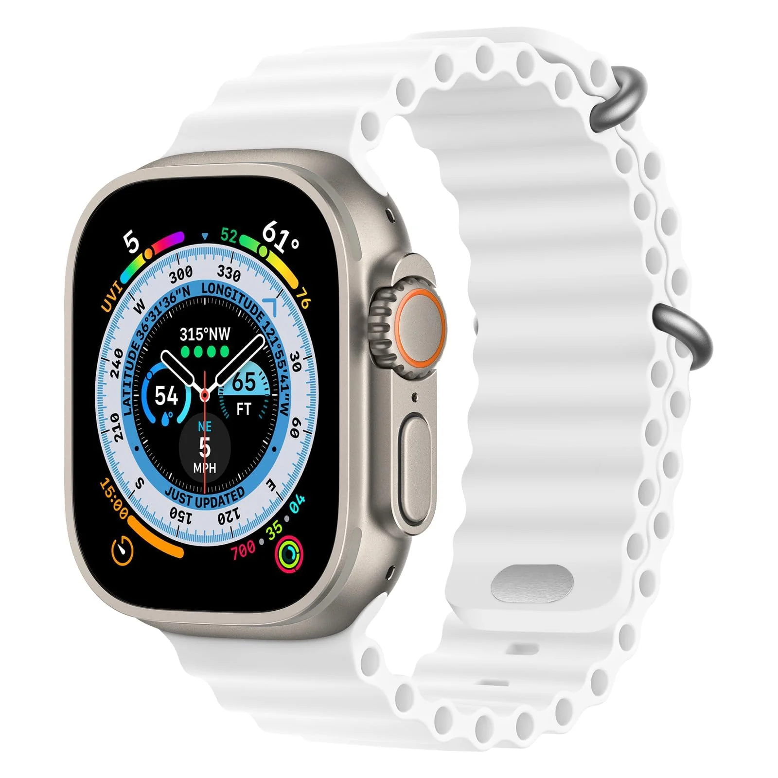 DL3 Mobilak Ocean Band with Case For Apple Watch Ultra 49mm, Adjustable Silicone Sport Loop Ocean Strap Men Women Strap With Protective Cover Screen Shockproof for iWatch Ultra 2 49mm - White