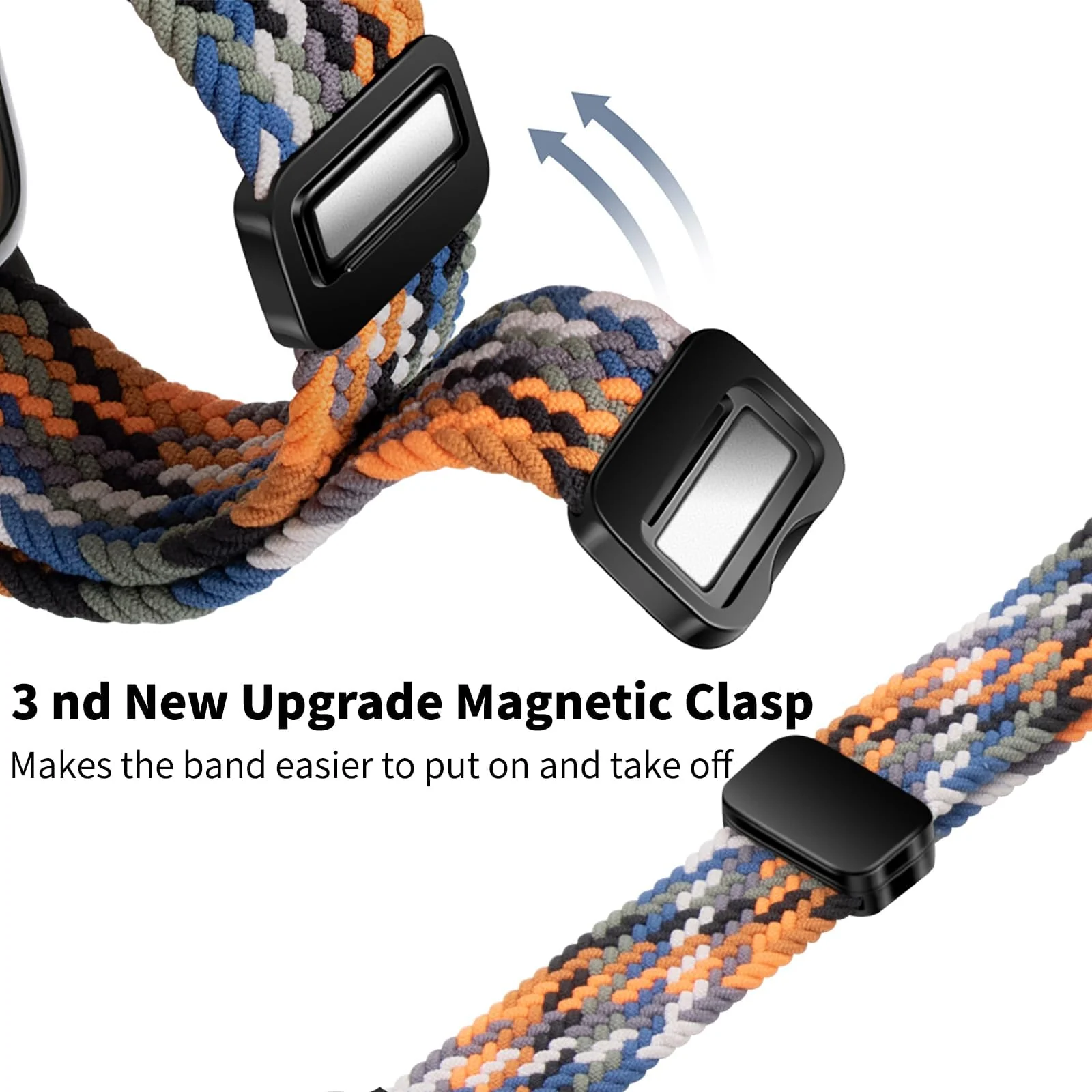 DL3 Mobilak Sport Solo Loop Compatible with Apple Watch Band 42mm 44mm 45mm 46mm 49mm for Women Men, Magnetic Strap Stretchy Braided Wristband for iWatch Series 11 10 9 8 7 6 5 4 3 Ultra 3 2 1 SE SE2 - Black
