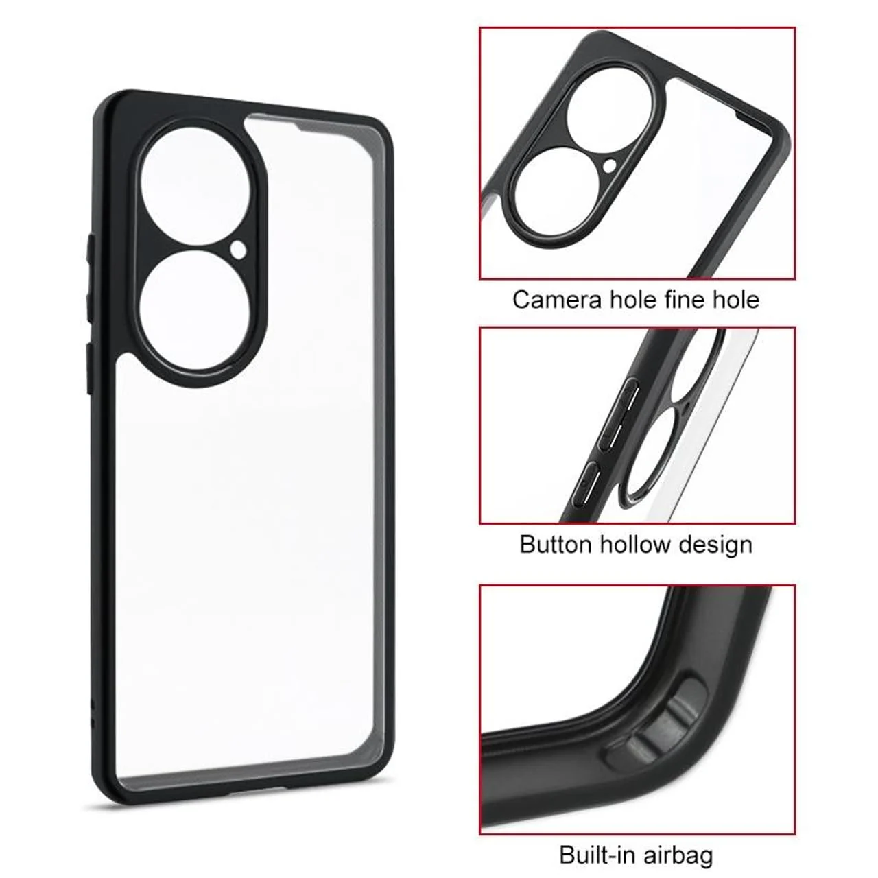 DL3 Mobilak Soft Silicone Protective Case for Huawei P50 Pro with Camera Protection and Military-Grade Protection - Black