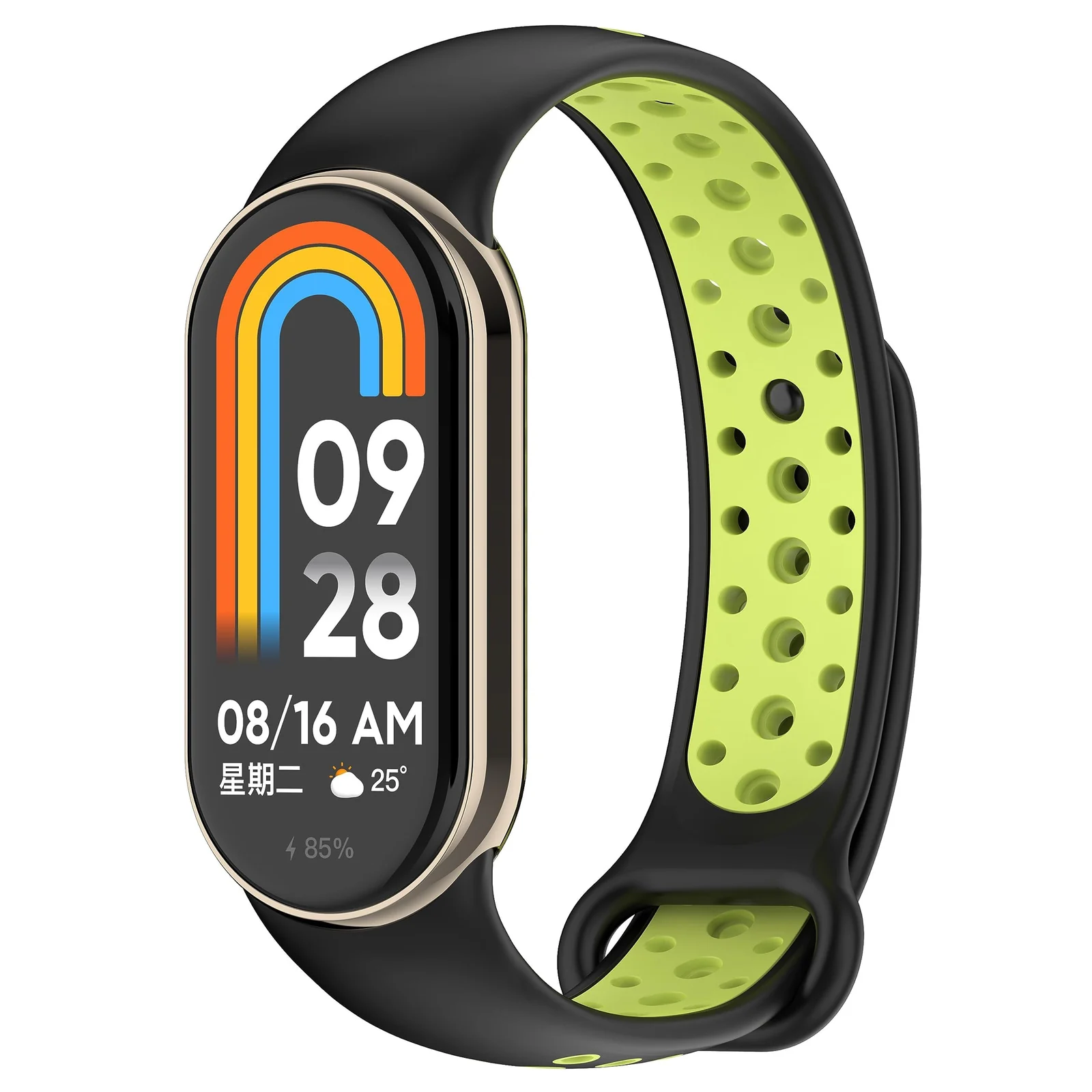 DL3 Mobilak Strap for Xiaomi Mi Band 9 / Mi Band 8, Breathable Sport Silicone Watch Band Strap, Replacement Bracelet Wristband Wrist Strap for Xiaomi Smart Band 9/Xiaomi Smart Band 8 Watch Accessories - Black Lime