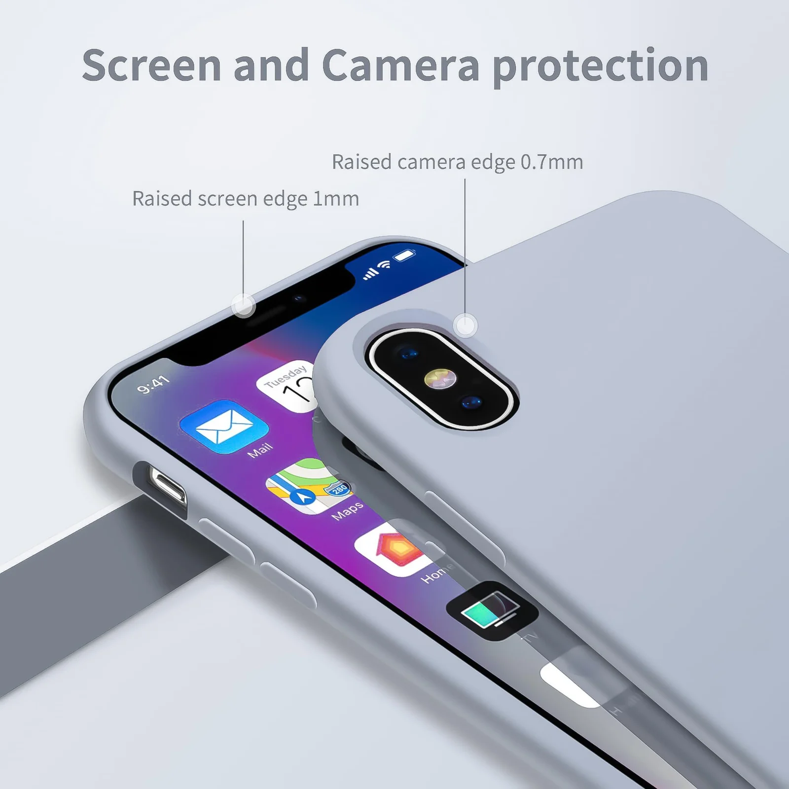DL3 Mobilak Liquid Silicone Case for iPhone X / iPhone XS, Shock-absorbing protection, Scratch-resistant surface, Soft microfiber lining - A.Baby Blue