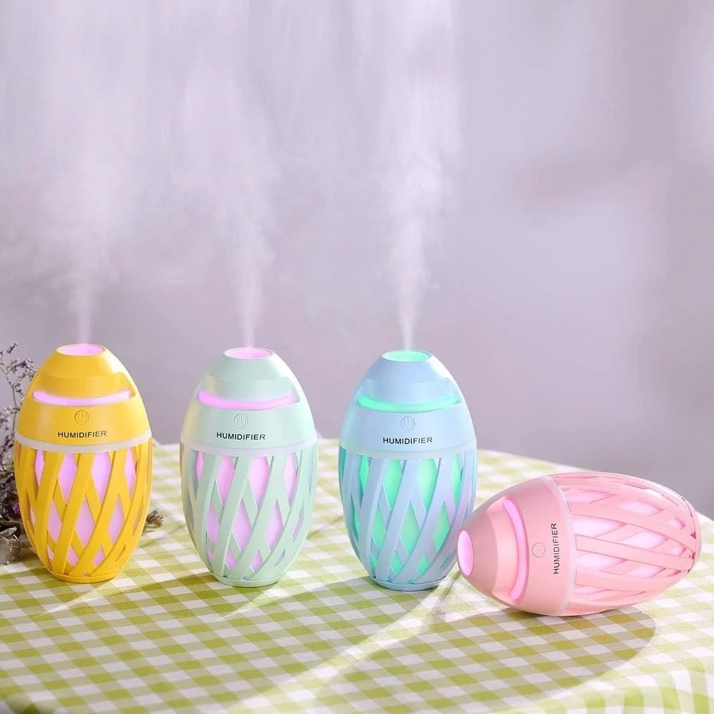 Mobigon Wood Cool Mist Ultrasonic Humidifier for Room Moisture, Aroma Diffuser for Home, 320ml Essential Oil Diffuser with 7 Colorful Night Light, Auto Shut-Off, Home, Office, car - Mint Green
