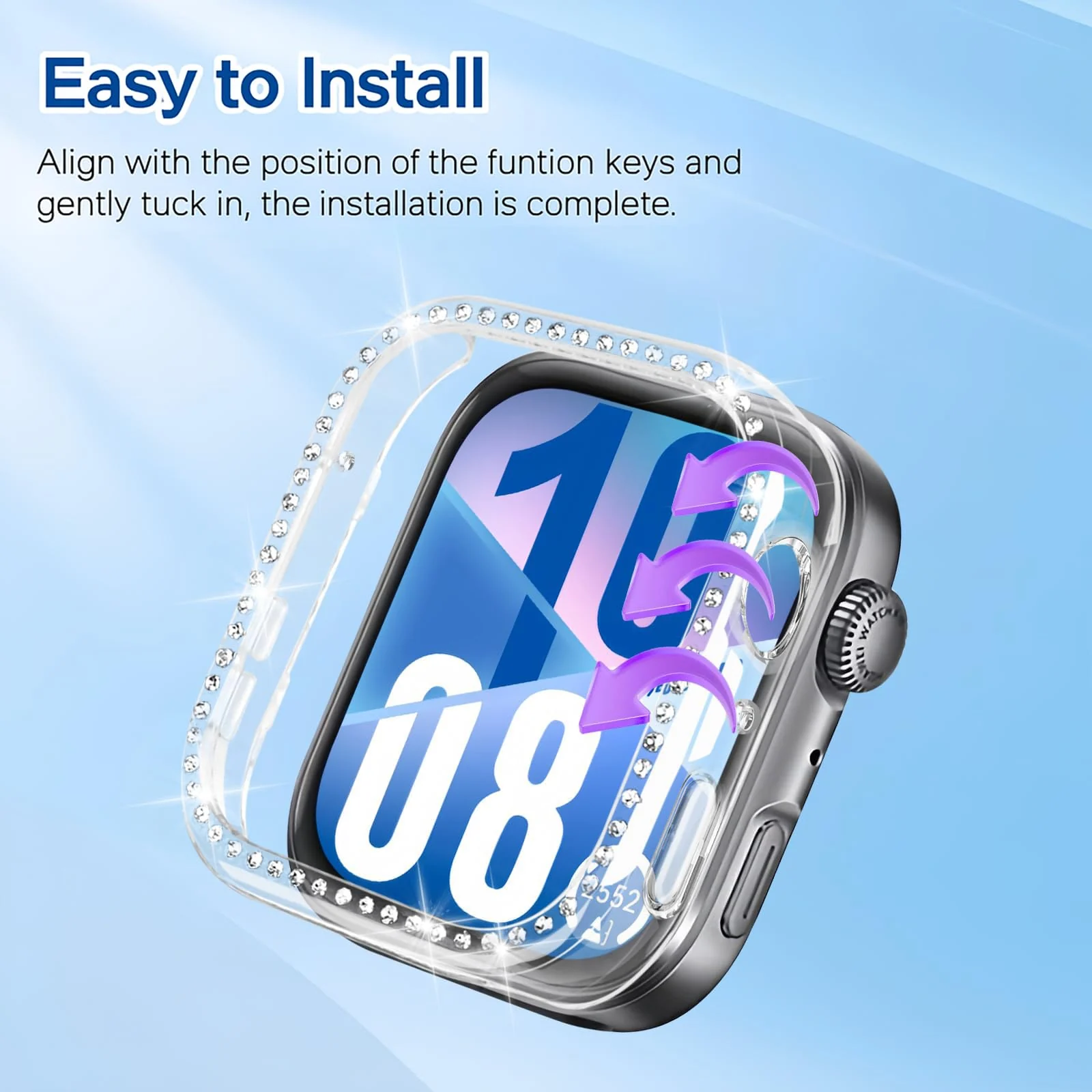 DL3 Mobilak Bling Case Without screen protector for Huawei Watch Fit 4, Hard PC Frame Case, Crystal Diamonds Bumper Cover for Women Girls, Slim Protective Cover for Huawei Watch Fit 4 - Clear