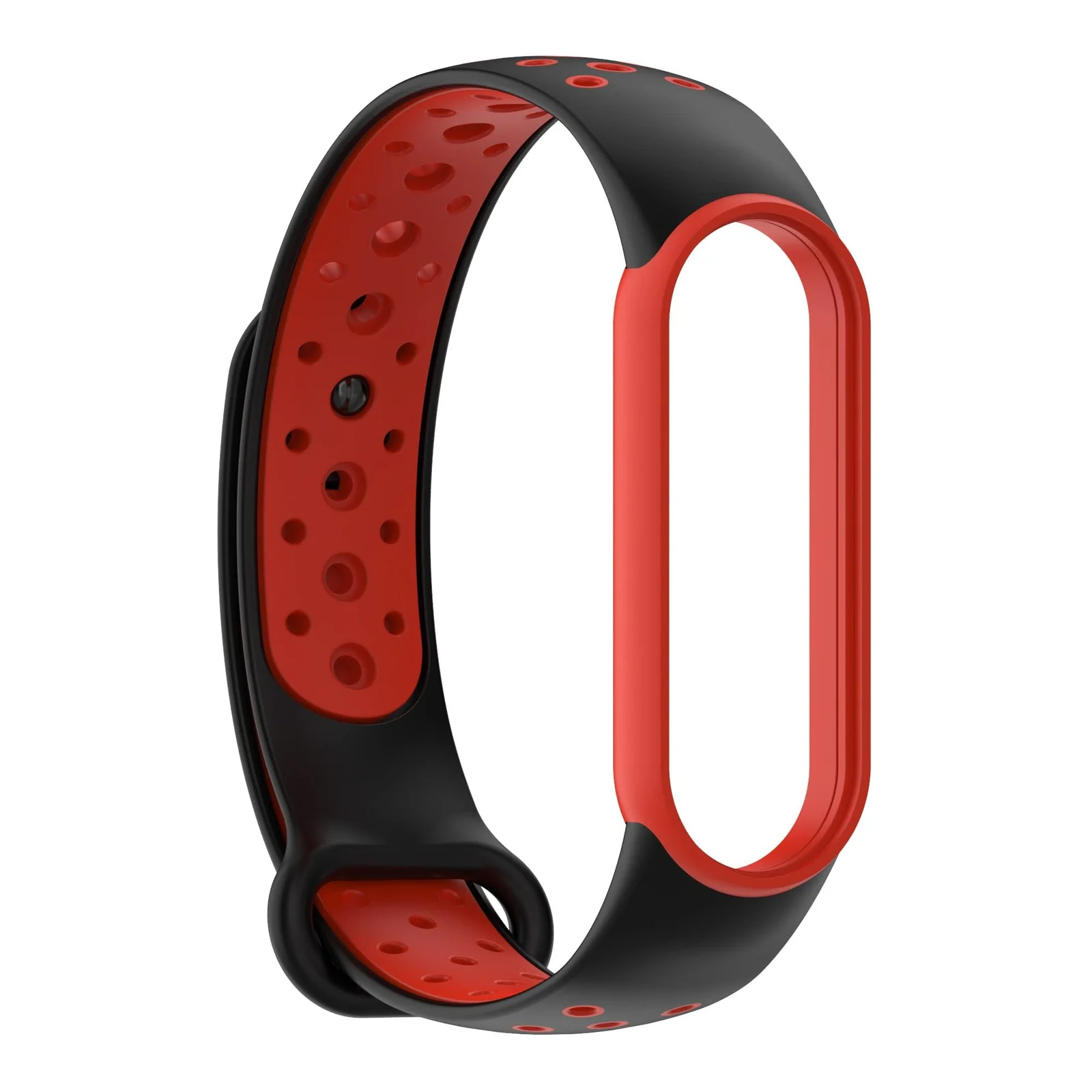 DL3 Mobilak Strap Compatible with Xiaomi Mi Band 4 / Mi Band 3, Women Men Armband, Two Colours Breathable Adjustable Soft Silicone Replacement Strap Compatible with Xiaomi Mi Band 3/4 - Black Red