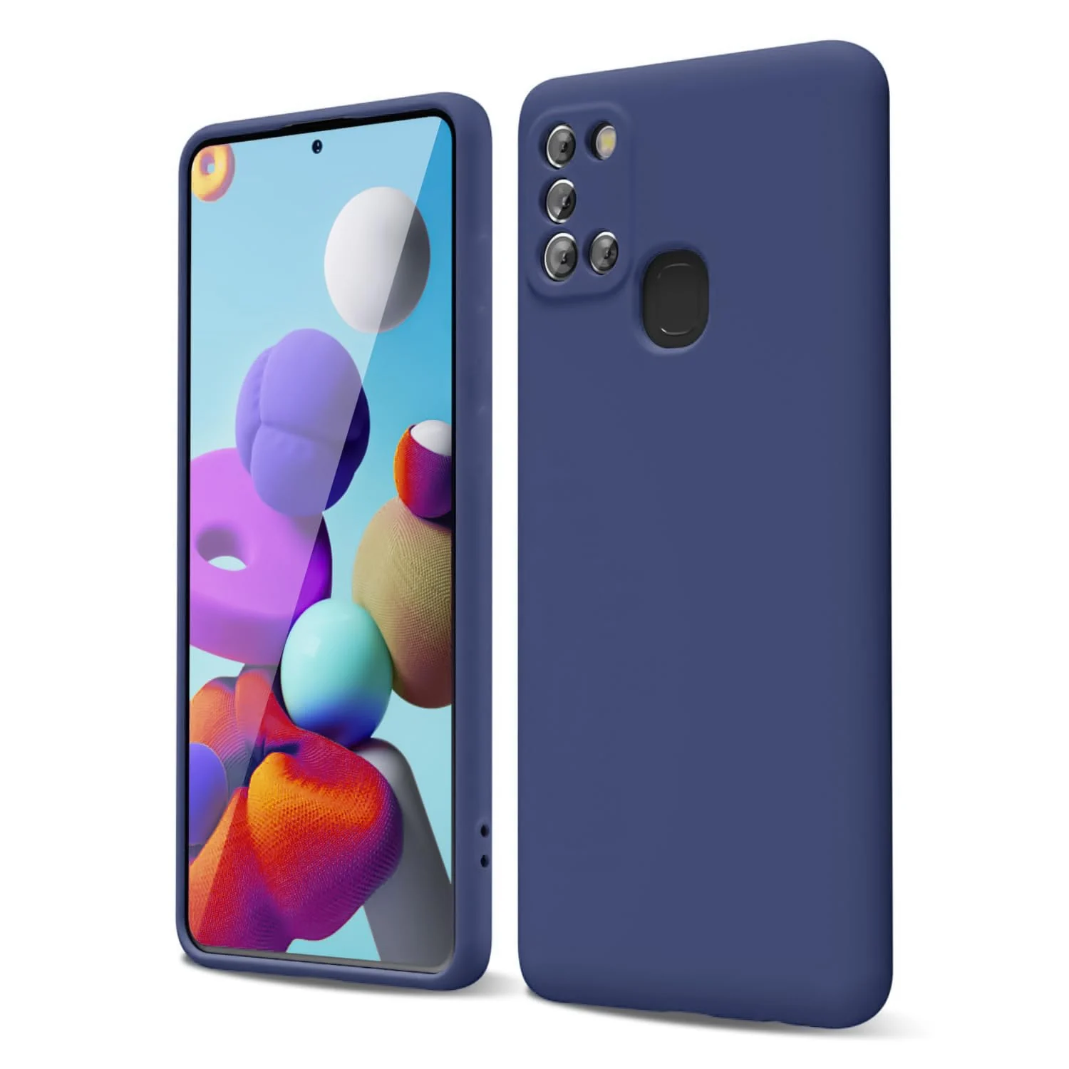 DL3 Mobilak Silicone Protective Case for Samsung Galaxy A21s, Shock-absorbing protection, Scratch-resistant surface, Soft microfiber lining - Blue 1