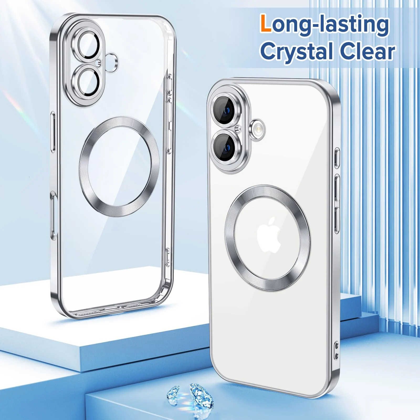 DL3 Mobilak Plated-Edge TPU Protective Case with Camera Protection for iPhone 16 Plus - Silver