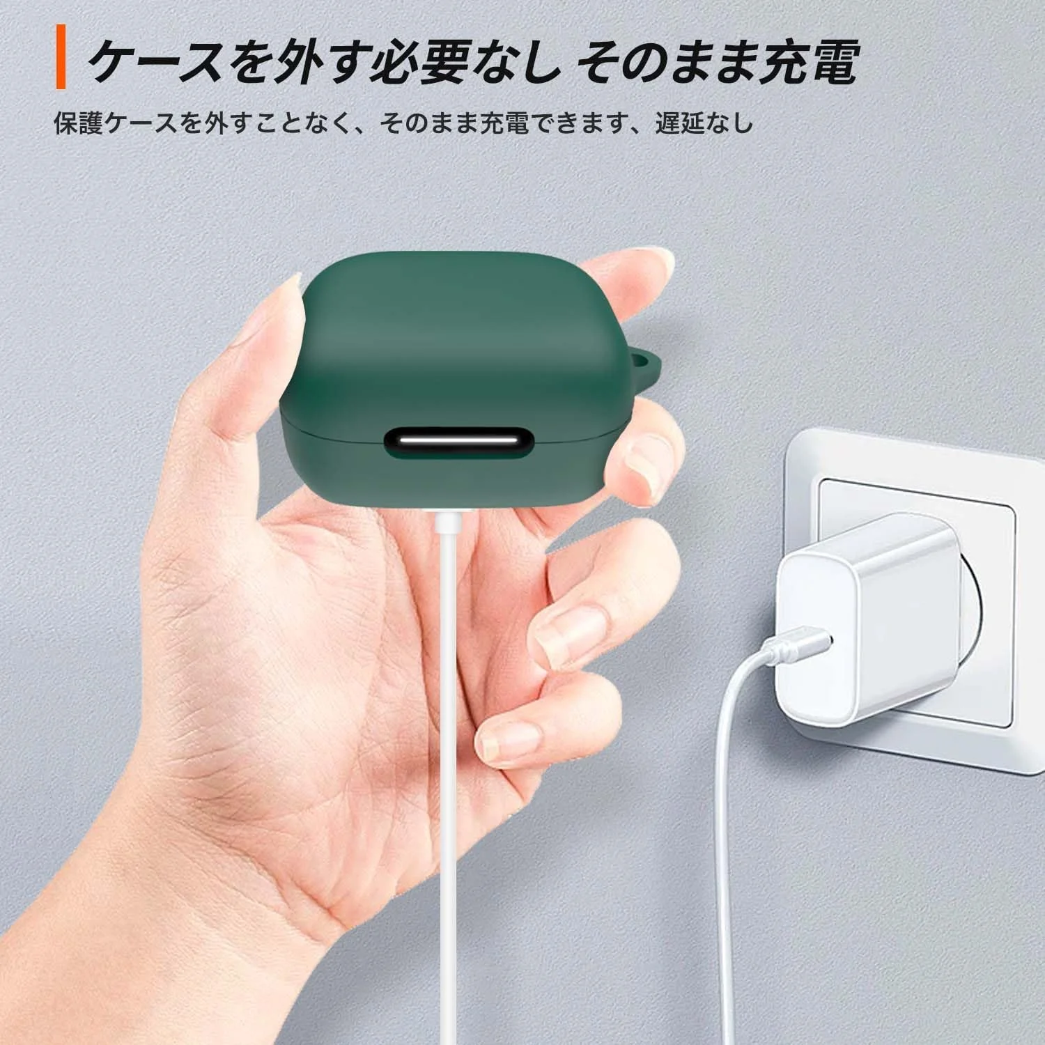 DL3 Mobilak Compatible with Anker Soundcore R50i NC/Anker P30i Case Cover, Soft Silicone Shockproof Protective Case Wireless Earbuds with Carabiner, Front LED Visible - Green