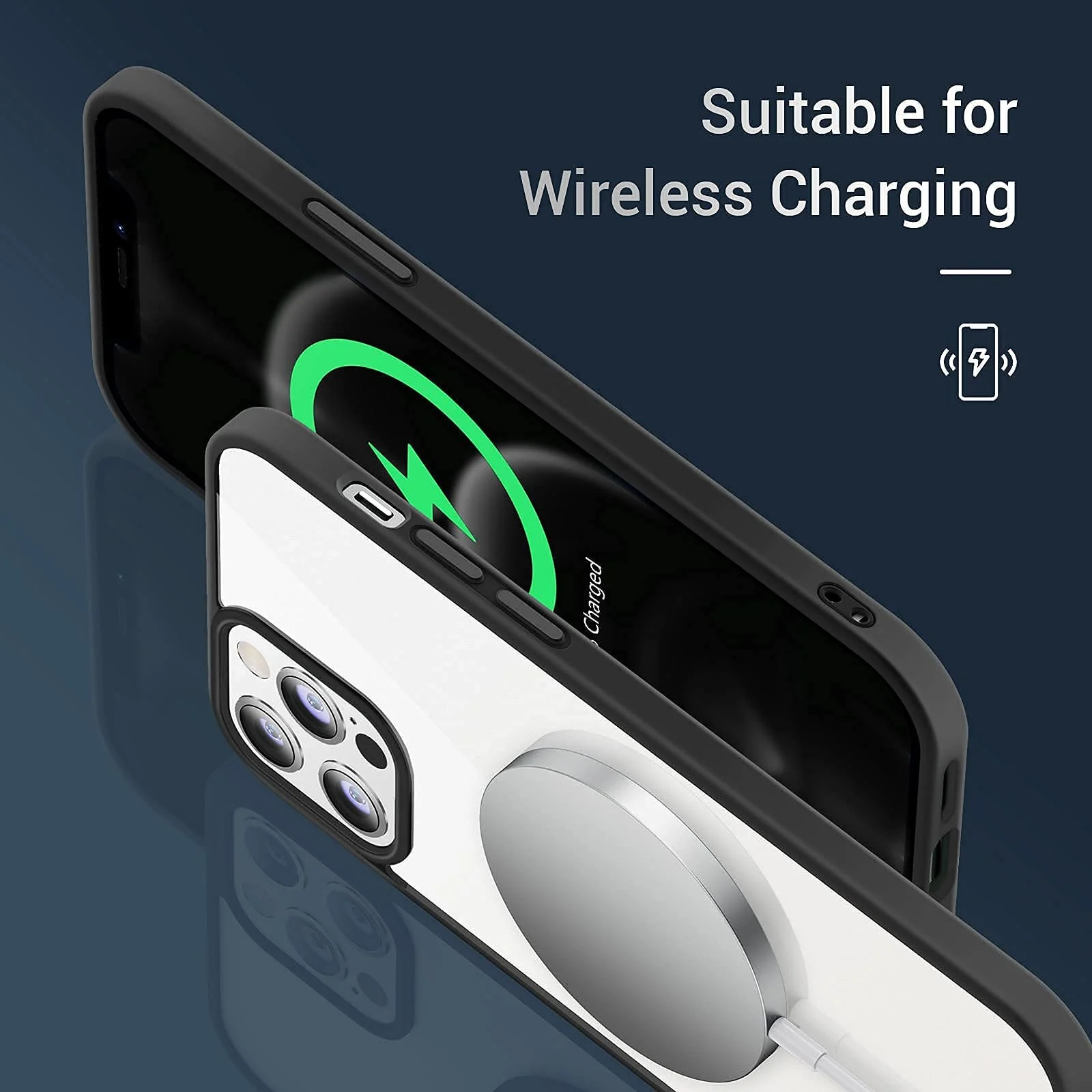 DL3 Mobilak Clear PC and TPU Protective Case for iPhone 14 Pro Max with Shockproof Design and Anti-Yellowing Design - Black