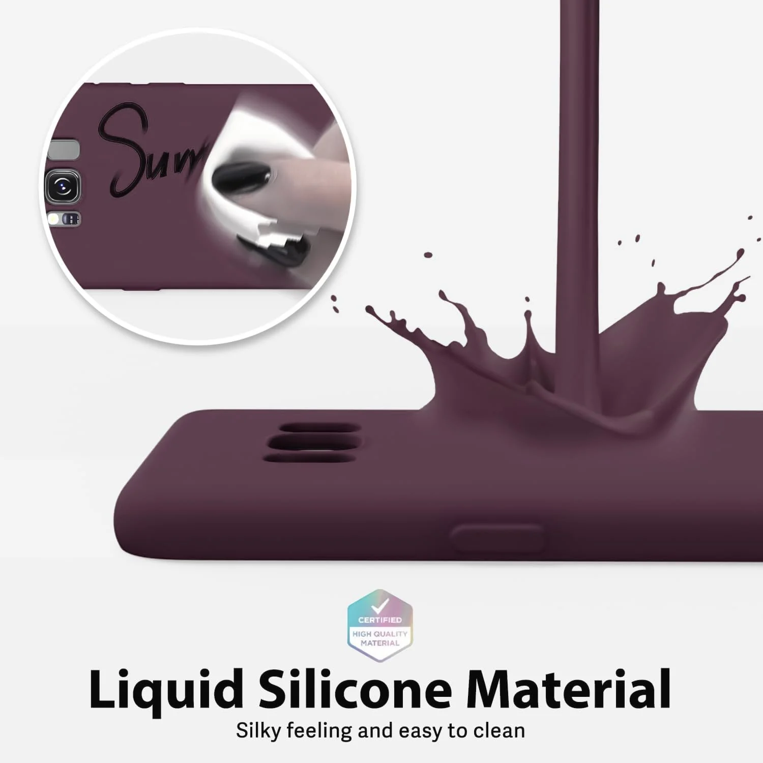 DL3 Mobilak Liquid Silicone Protective Case with Soft Microfiber Lining with Full Camera Protection for Samsung Galaxy S8+ Plus - Wine Red