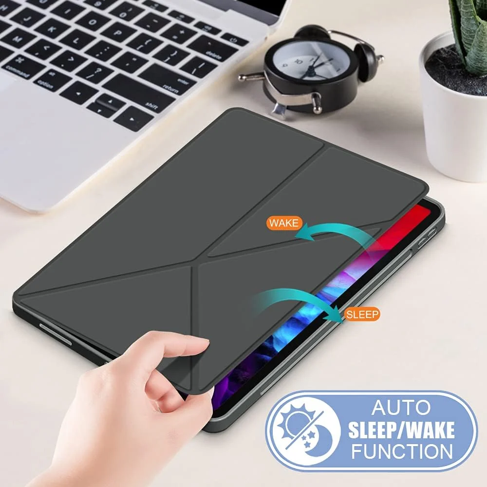 DL3 Mobilak Compatible with iPad Pro 11 Inch Case 2022(4th Gen)/2021(3rd Gen)/2020(2nd Gen) Case, Smart Stand, Pencil Holder, Shockproof Slim Lightweight Leather Cover, Modern Abstract Design - Grey
