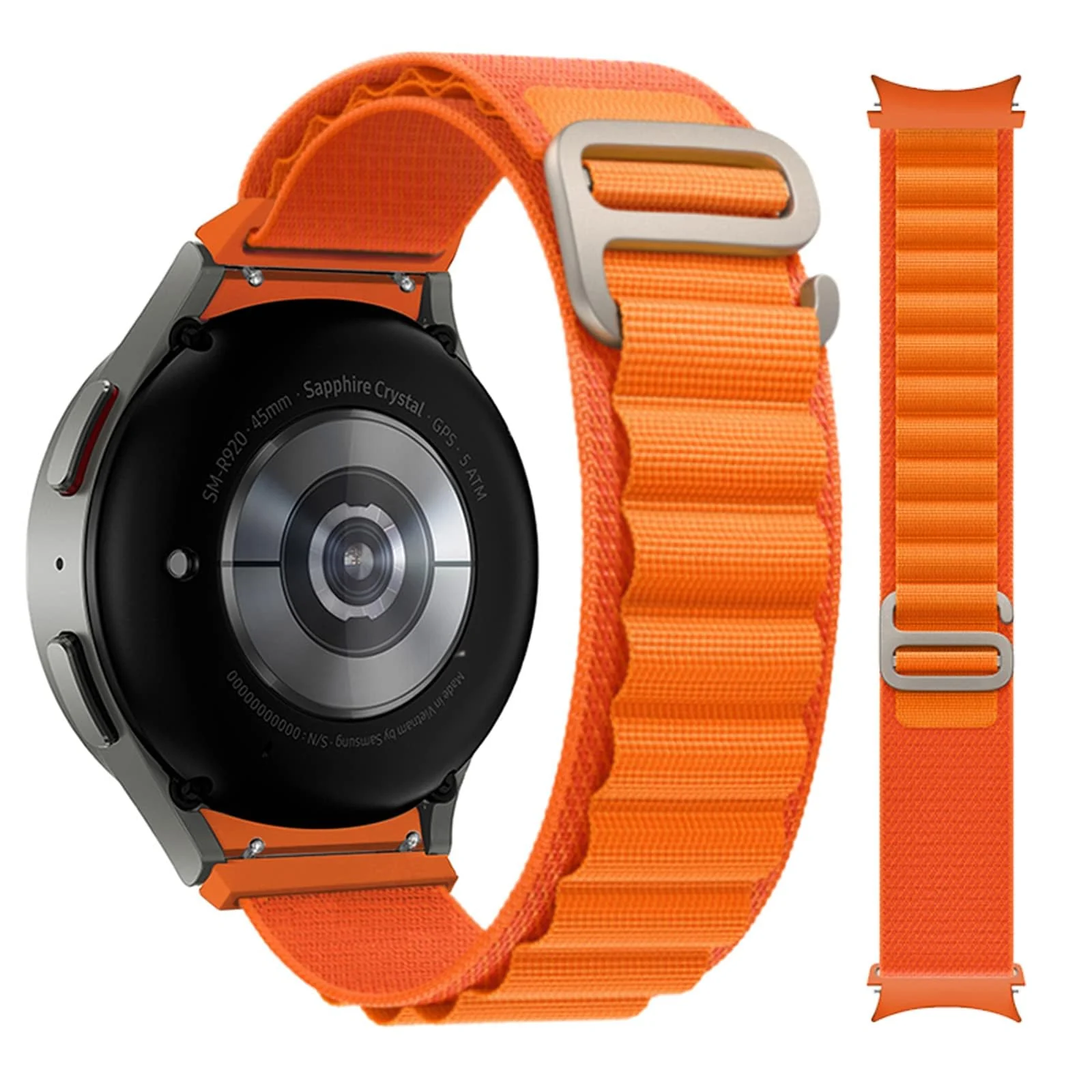 DL3 Mobilak No-Gap Nylon Watch Bands Compatible with Samsung Galaxy Watch 6 5 4 Band 40mm 44mm/Watch 5 Pro Band 45mm/Watch 6 4 Classic Band 42mm 43mm 46mm 47mm, Alpine Loop Woven Sport Strap Men Women - Orange