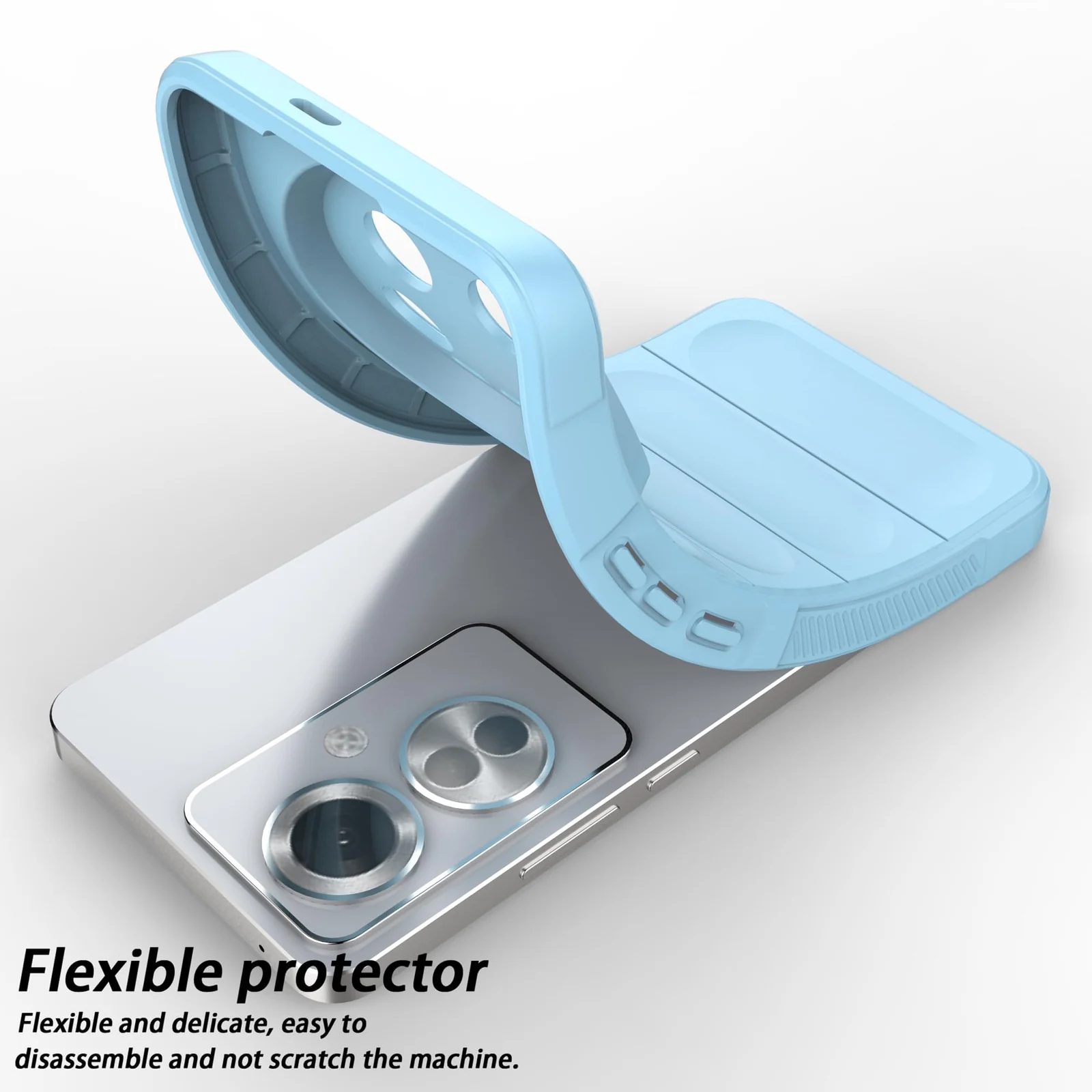 DL3 Mobilak Silicone Case for OPPO Reno 11F/Reno11 F 5G Heavy Duty Protective [Slim Fit] Shockproof Soft Flexible Protective Design Shock-Absorption TPU Cover With Camera Protection - Light Blue