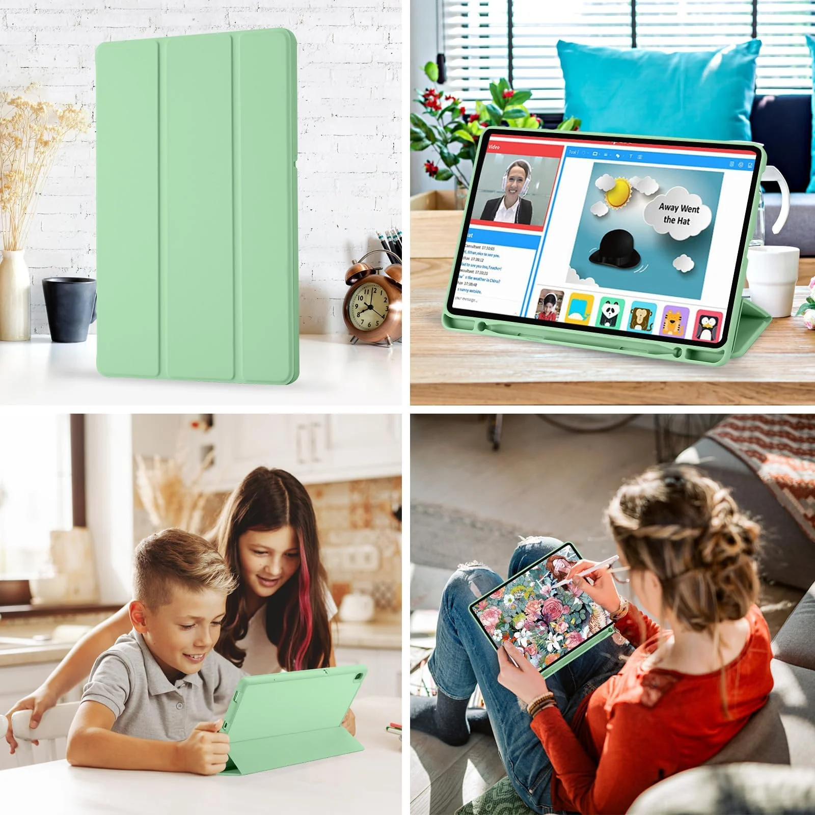 DL3 Mobilak Smart Case For Samsung Galaxy Tab S6 Lite 10.4 inch 2022 (SM-P613/P619) & 2020 (SM-P610/P615) with Pencil Holder, Soft TPU Smart Stand Back Cover Auto Wake/Sleep - Mint Green