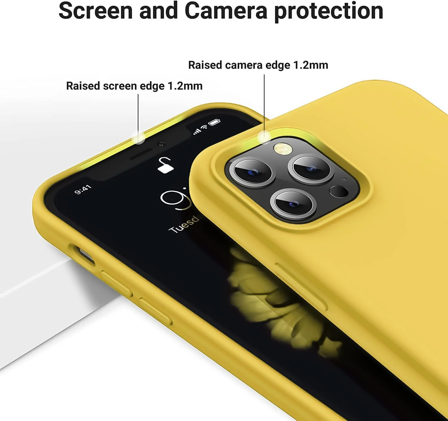 DL3 Mobilak Liquid Silicone Case for iPhone 15 Pro Max, Supports wireless charging, Shock-absorbing protection, Scratch-resistant surface - Yellow