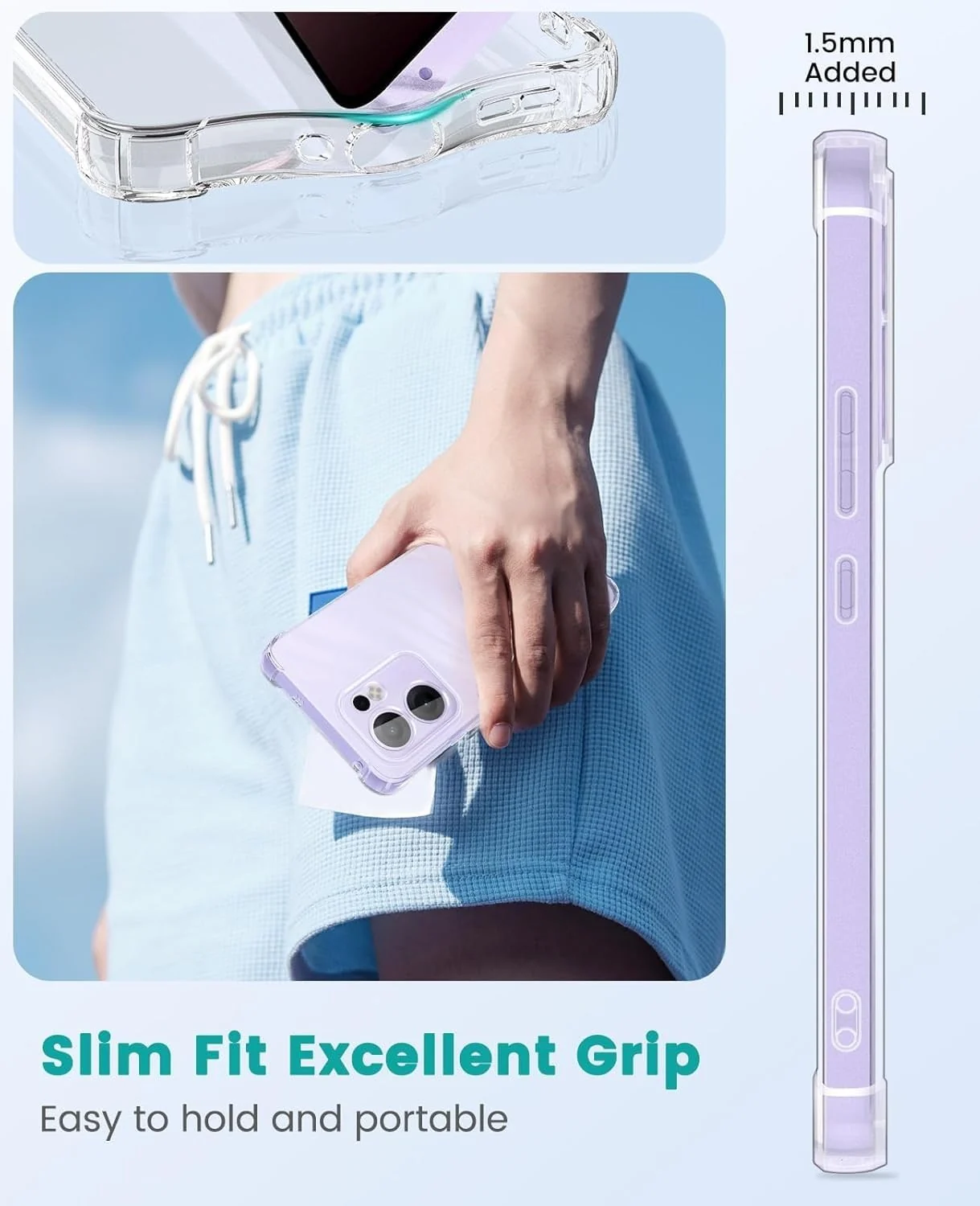 DL3 Mobilak Case Compatible with OPPO Reno 13F 4G / 5G, Cover Silicone TPU Gorilla Anti-shock Protector Camera Shockproof Corners - Clear