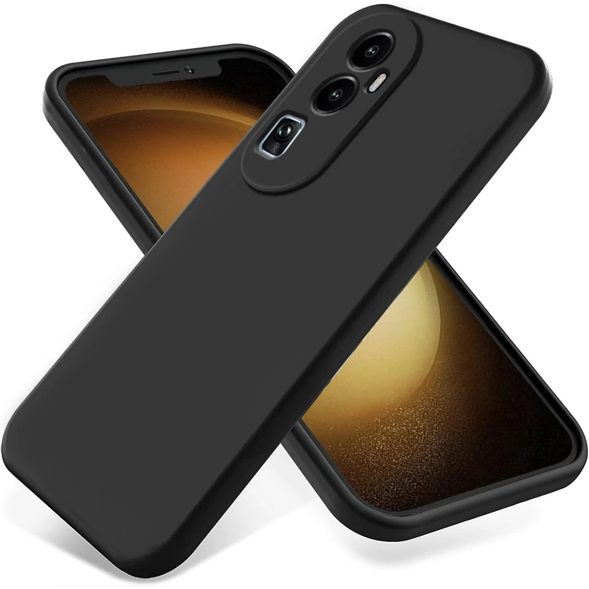 DL3 Mobilak Liquid Silicone Protective Case for OPPO Reno 10 Pro+ Plus 5G with Microfiber Lining and Shockproof Design - Black