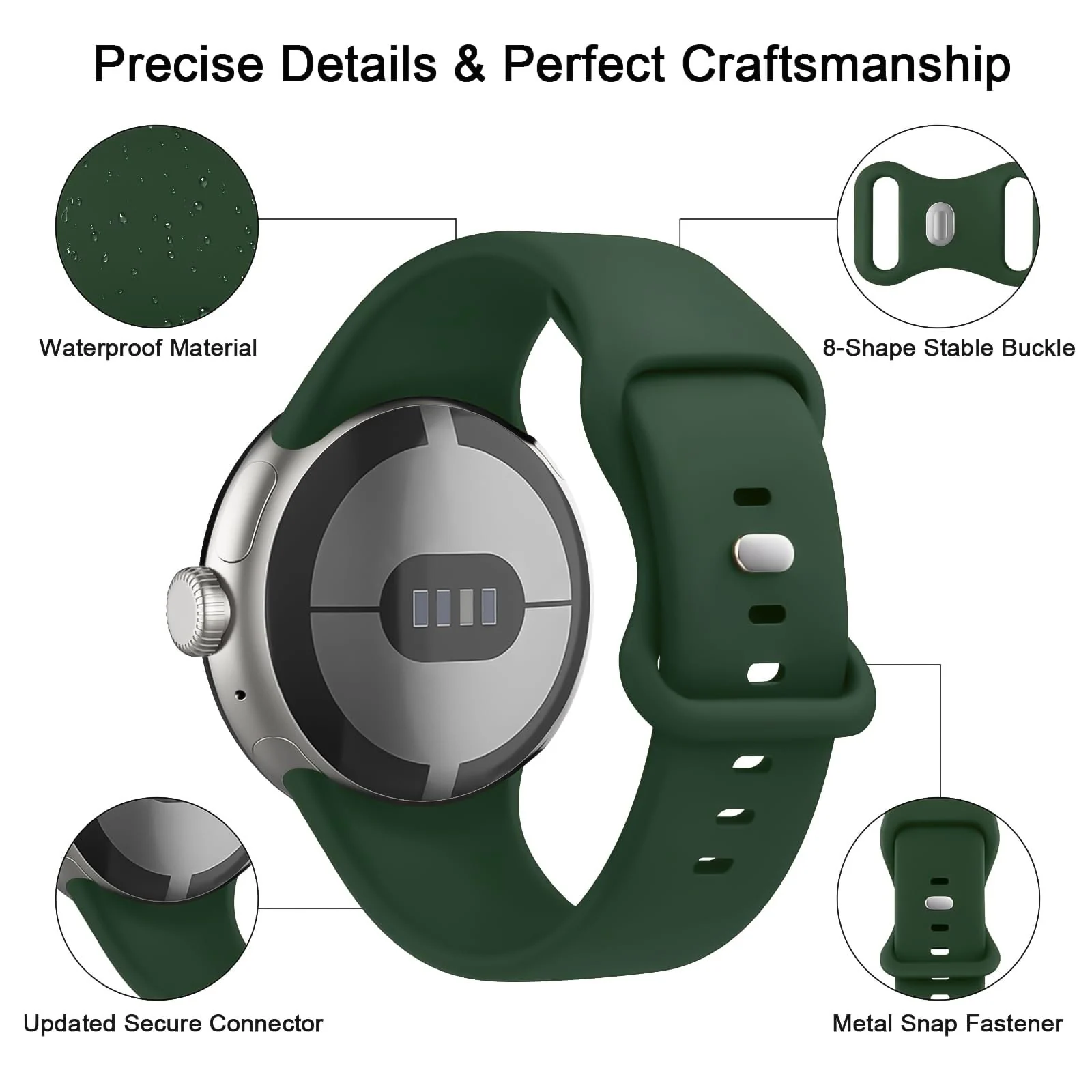 DL3 Mobilak Band Compatible with Google Pixel Watch 4/3 (45mm), Soft Silicone Sport Replacement Straps Bracelet for Google Pixel Watch 3 45mm/Pixel Watch 4 45mm - Green
