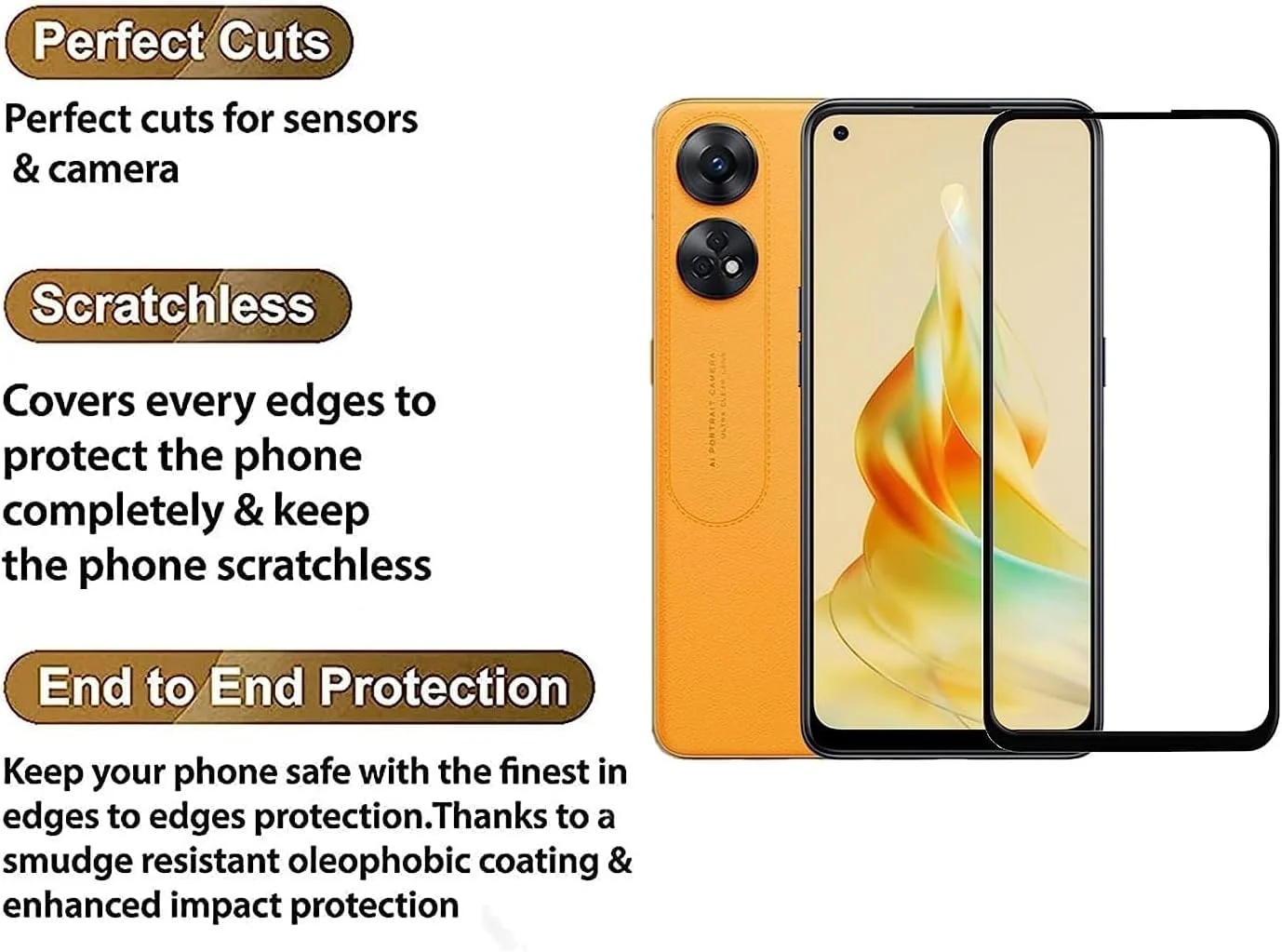 DL3 Mobilak Full Curved 5D Glass Screen Protector Full Glue For OPPO Reno 8T 4G (not for 5G) - Black