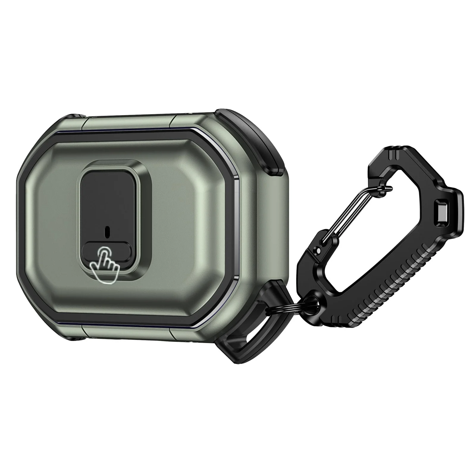 DL3 Mobilak Case for AirPods Pro 2 Protective [Front LED Visible] for Men with Lock, Military Armor Series Full-Body For 2022 AirPods Pro 2nd Generation Cover with Keychain - Army Green