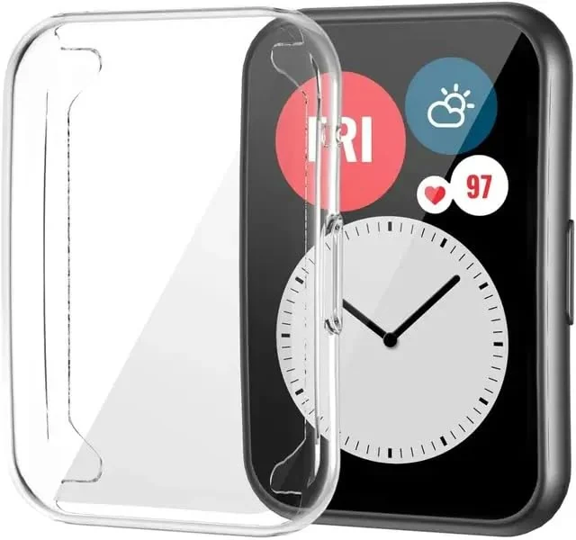 DL3 Mobilak Case Compatible with Huawei Watch Fit Case All-Around Screen Protector Watch Soft TPU Shockproof Cover Slim Guard Thin Bumper Shell Protector - Clear