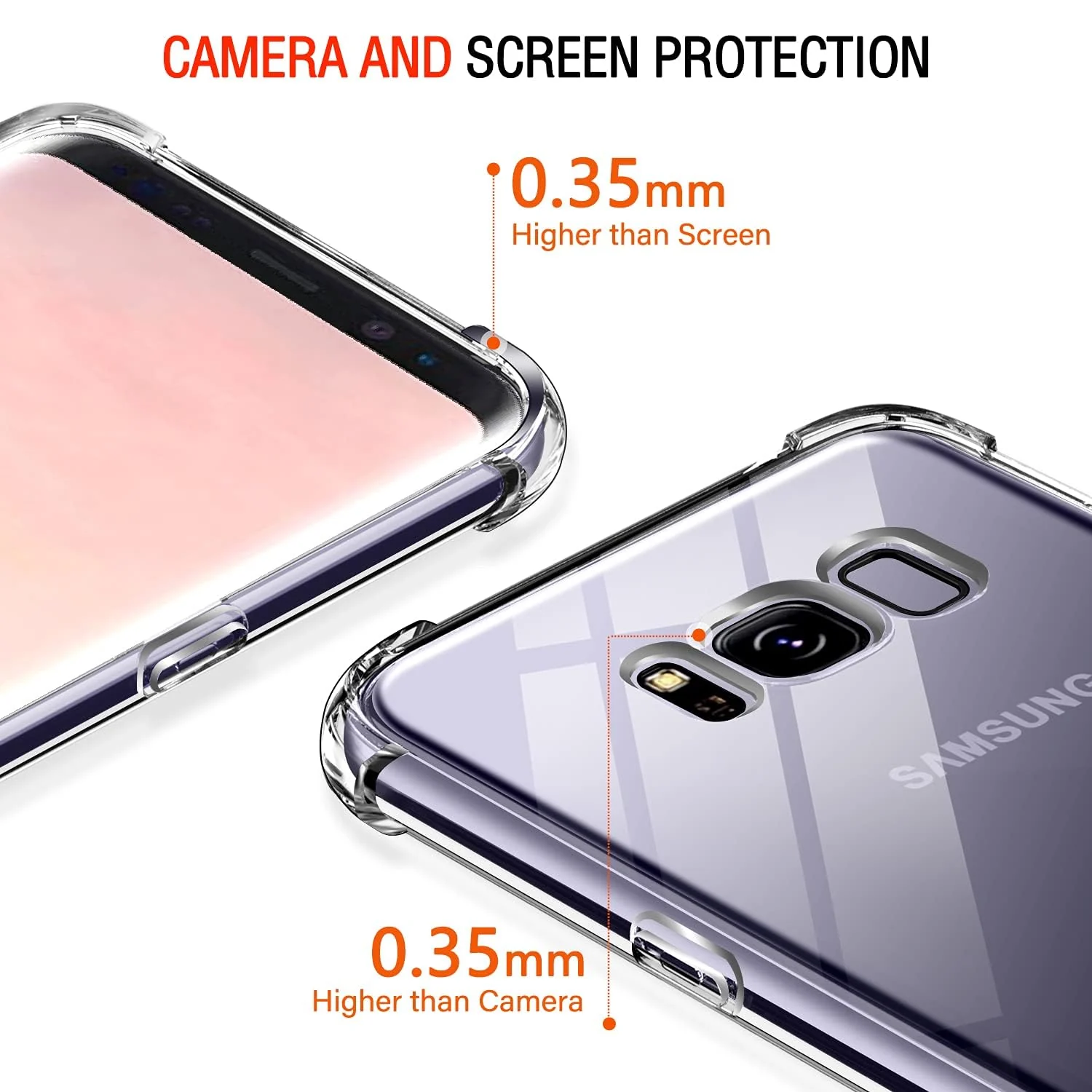 DL3 Mobilak Clear TPU Case for Samsung Galaxy S8 plus, Camera protection, Shock-absorbing protection, Non-slip grip - Clear