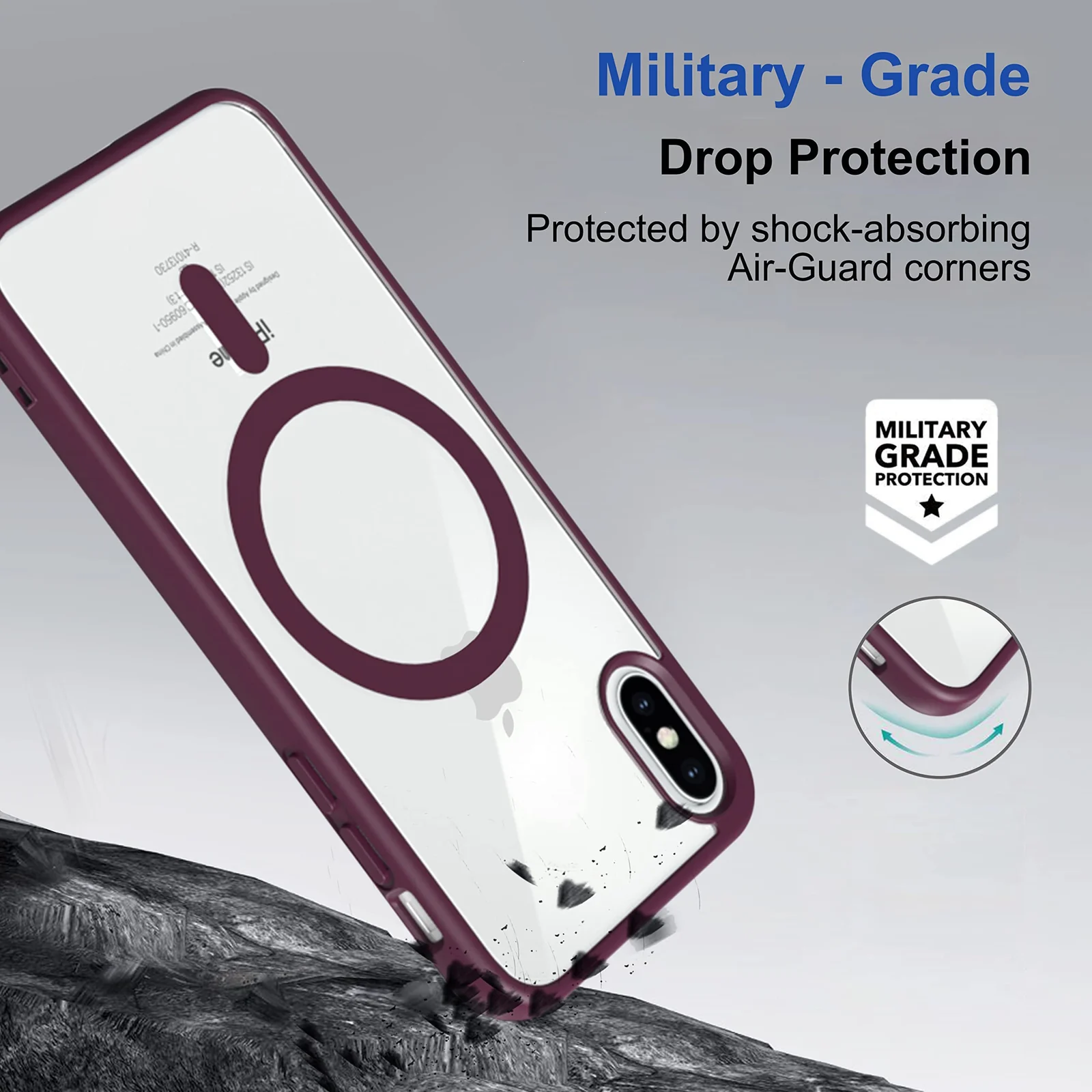 DL3 Mobilak MagSafe-Compatible Clear Magnetic Case for iPhone XS Max - Wine Red