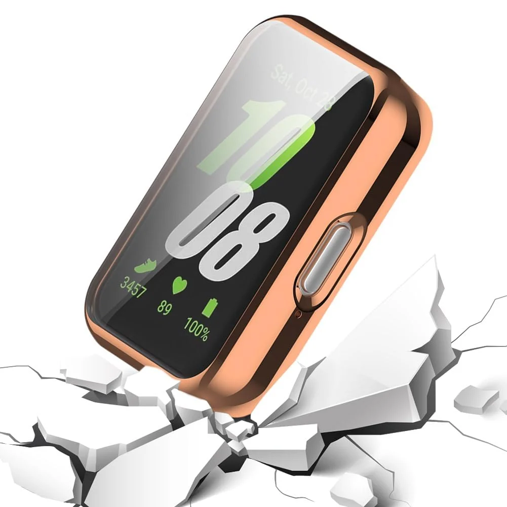 DL3 Mobilak Case Compatible with Samsung Galaxy Fit 3 Case All-Around with Built-in Screen Protector Watch Soft TPU Shockproof Cover Slim Guard Thin Bumper Shell Protector - Rose Gold