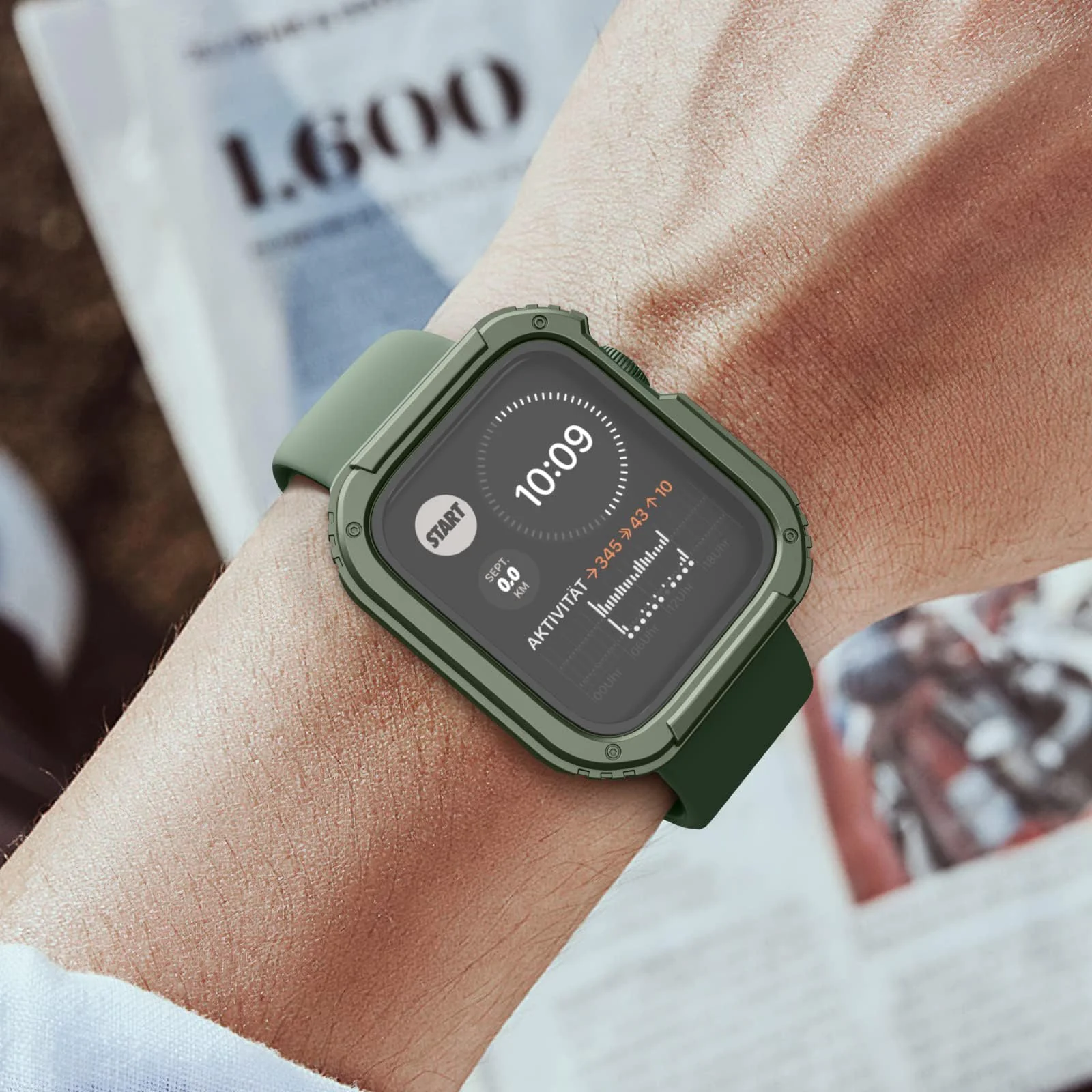 DL3 Mobilak Rugged Apple Watch Case 38mm Series 3/2/1 with Built-in Glass Screen Protector, Durable Military Grade Drop-Proof Protective Cove Full Coverage Shock-Proof Bumper For iWatch 38mm - Green