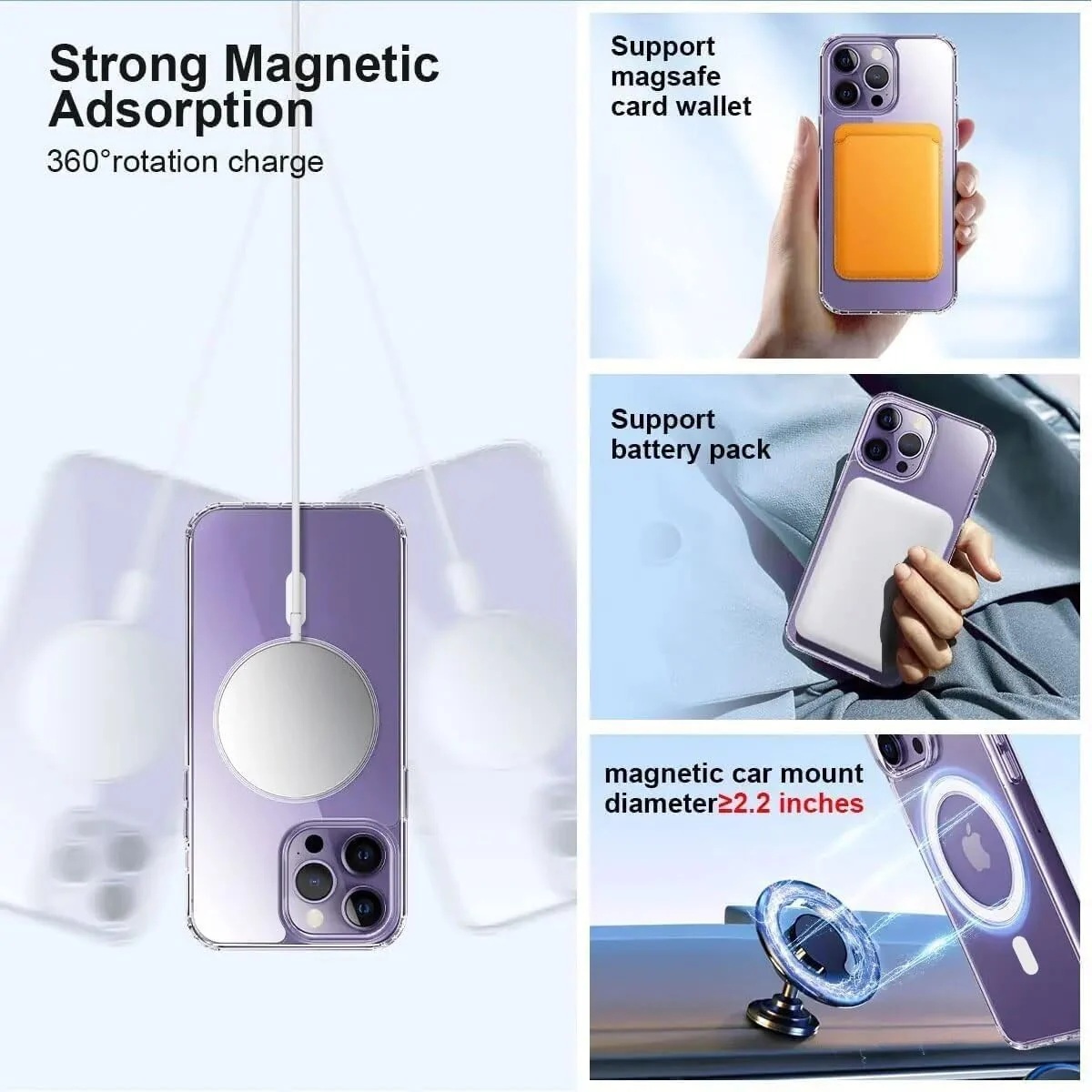 DL3 Mobilak for iPhone 15 Pro 6.1 Inch Case [Compatible with MagSafe] [Strong Magnet] [Non-Yellowing] Magnetic Slim Thin Bumper Phone Cover Durable for Enhanced Protection - Clear
