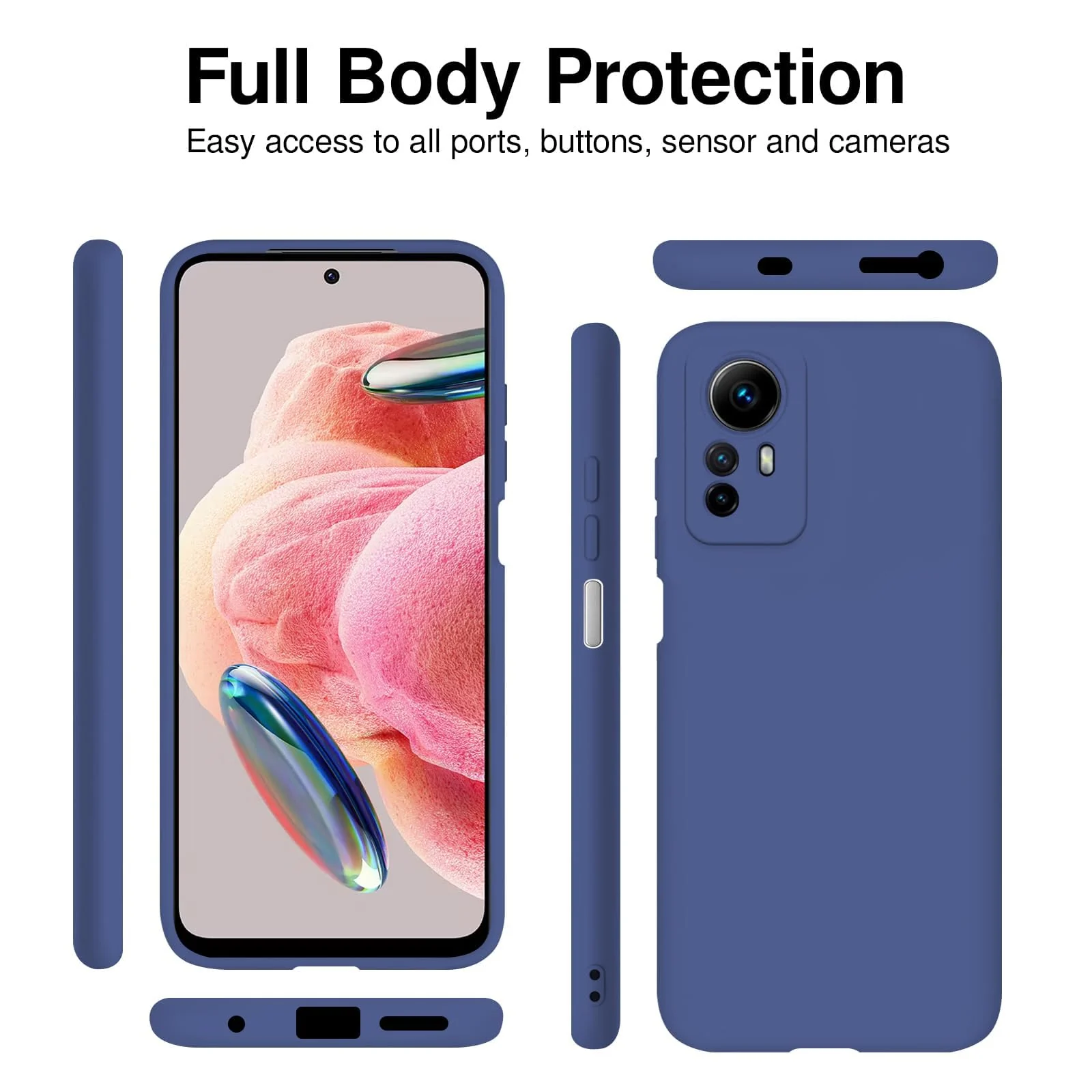DL3 Mobilak Xiaomi Redmi Note 12S Case, Soft Flexible Liquid Silicone Gel Rubber Bumper Cover, Full Body Shockproof Protective Phone Case - Blue