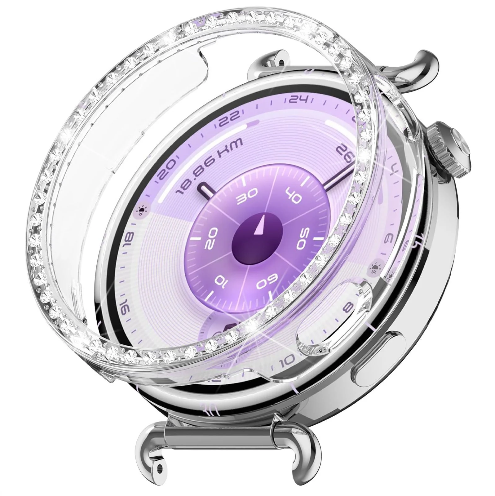 DL3 Mobilak Bling Case for Huawei Watch GT6 41MM, Slim Hard PC Frame Cover with Crystal Diamond Bumper Design (Without Screen Protector), Protective Case for Women and Girls for GT 6 41 mm