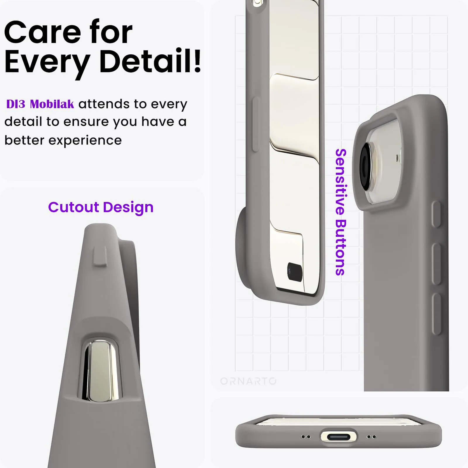 DL3 Mobilak Liquid Silicone Protective Case for iPhone 17 Air 6.5-Inch with Microfiber Lining and Shockproof Design - Gray