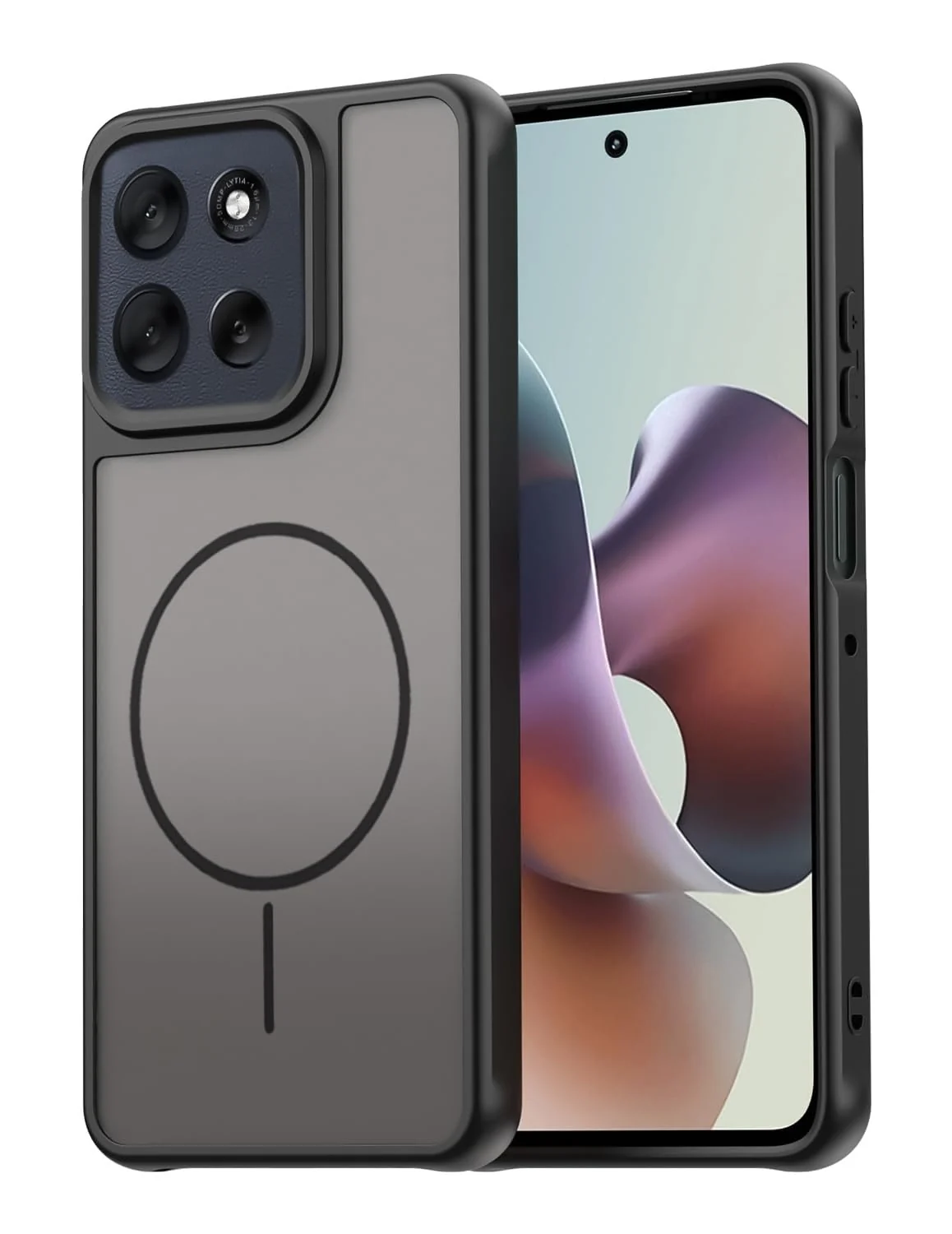 DL3 Mobilak Case For Motorola Moto G75 Translucent Matte PC Back & Soft TPU Edge, [Not Compatible with MagSafe] Anti-Scratch Shockproof Protective Cover with Full Camera Protection - Black