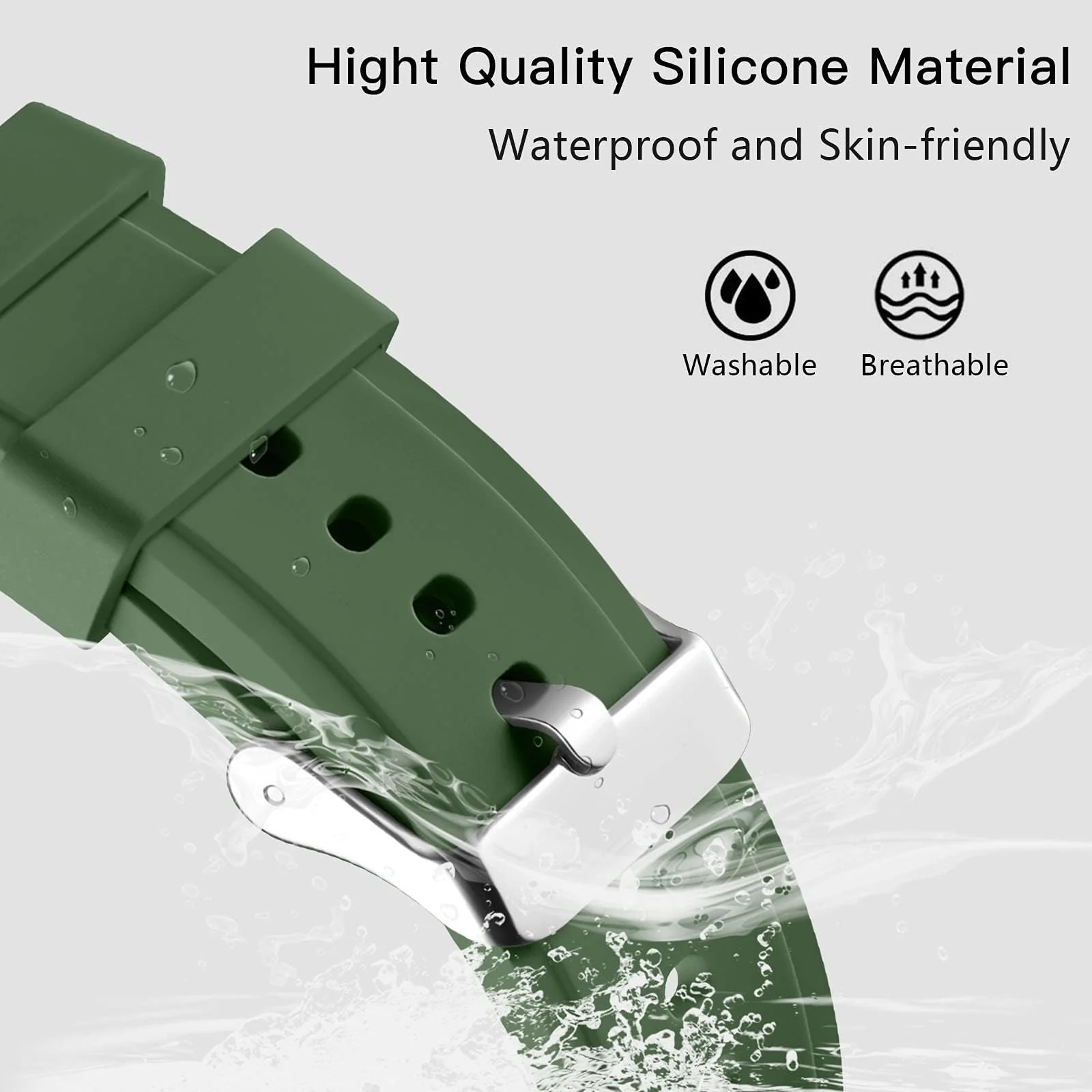 DL3 Mobilak No Gap Bands Compatible with Samsung Galaxy Watch 7 5 4 6 44mm 40mm/Watch5 Pro Band 45mm/Galaxy Watch 4 Classic 46mm 42mm Strap,20mm Quick Release Sport Replacement Strap - Army Green