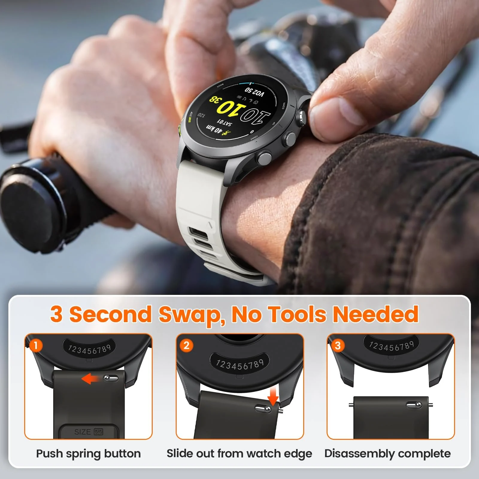 DL3 Mobilak Silicone Sport Band 22MM Strap For Xiaomi Redmi Watch 5 Active/5 Lite/Samsung Galaxy Watch 46mm/Watch 3 45mm/Gear S3/Huawei watch GT5 GT4 46MM/GT2E/GT3 Pro/GT 5 Pro - Misty Gray/dark Gray