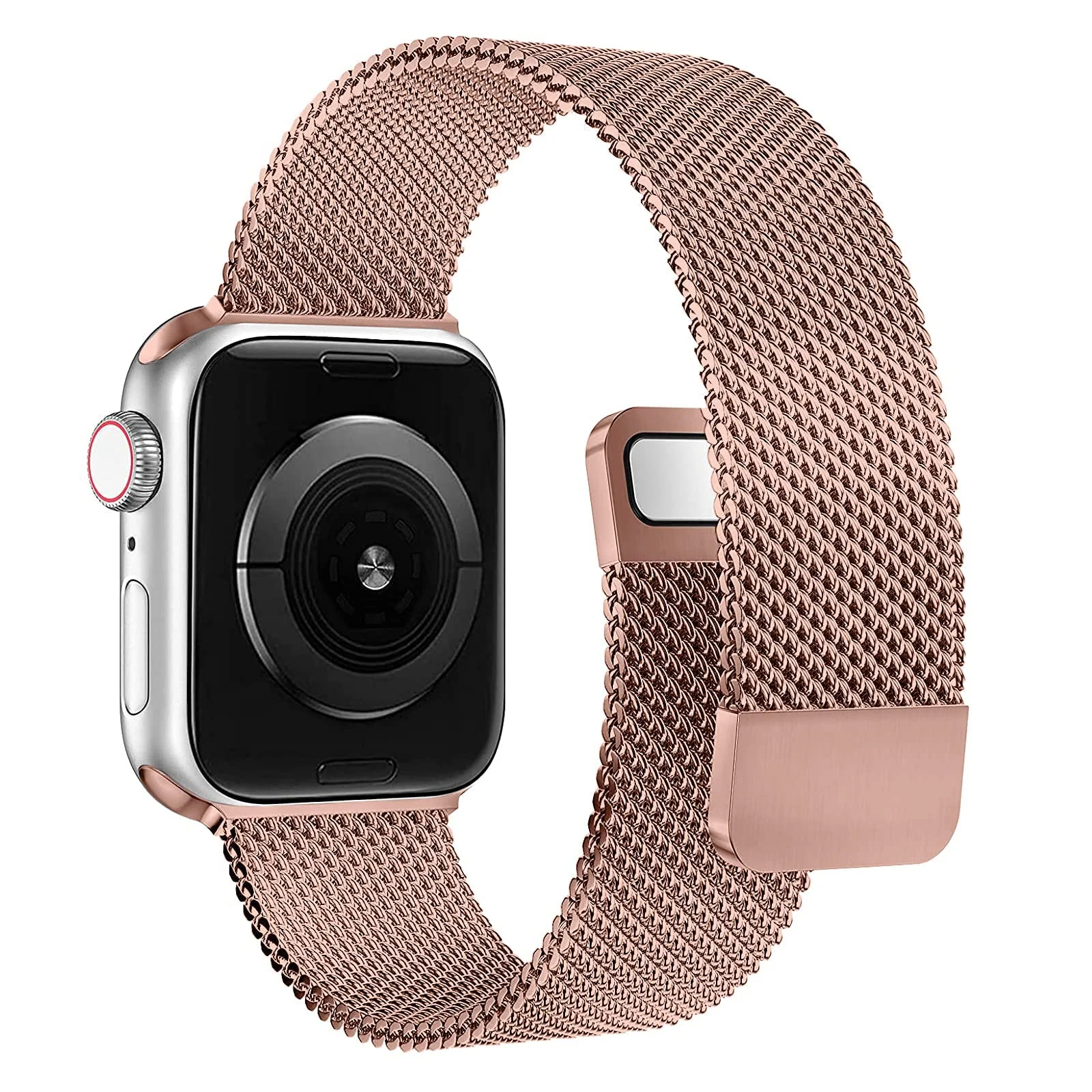DL3 MOBILAK Milanese Loop Compatible With Apple Watch Ultra 3 2 1 49mm 46mm 45mm 44mm 42mm, Stainless Steel Mesh Band Magnetic Clasp, Adjustable Metal Strap for iWatch Series 11/10/9/8/7/6/5/4/SE - Rose Gold