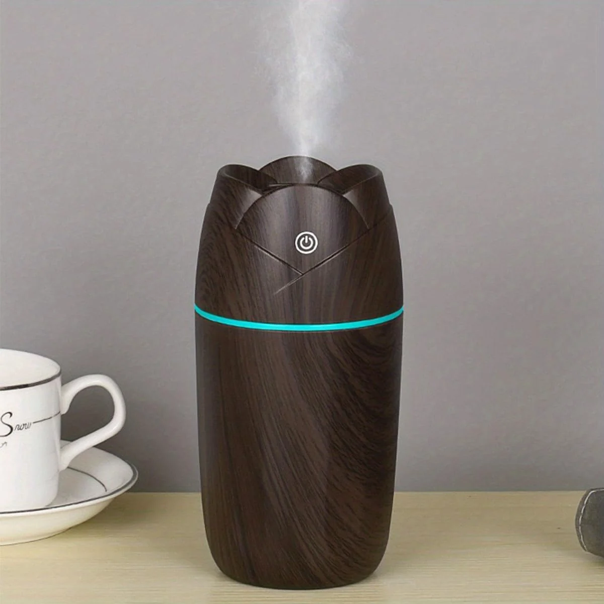 Mobigon Wood Cool Mist Ultrasonic Humidifier for Room Moisture, Aroma Diffuser for Home, 300ml Essential Oil Diffuser with 7 Colorful Night Light, Auto Shut-Off, Home, Office, car - Dark Woody