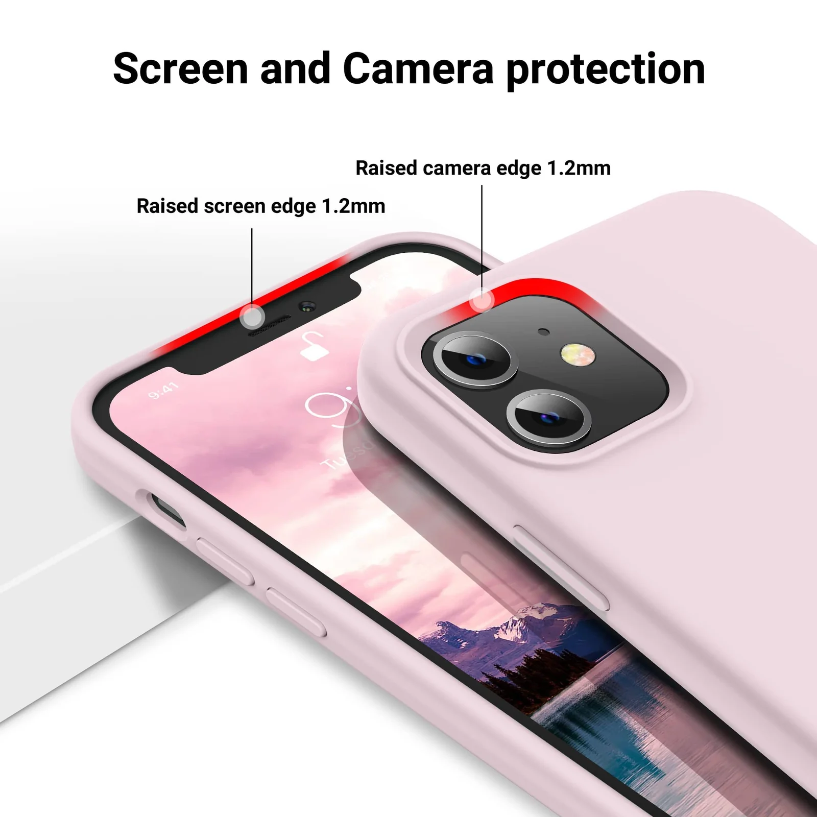 DL3 Mobilak Liquid Silicone Protective Case with Soft Microfiber Lining for iPhone 11 (6.1 Inch) - Ice Pink